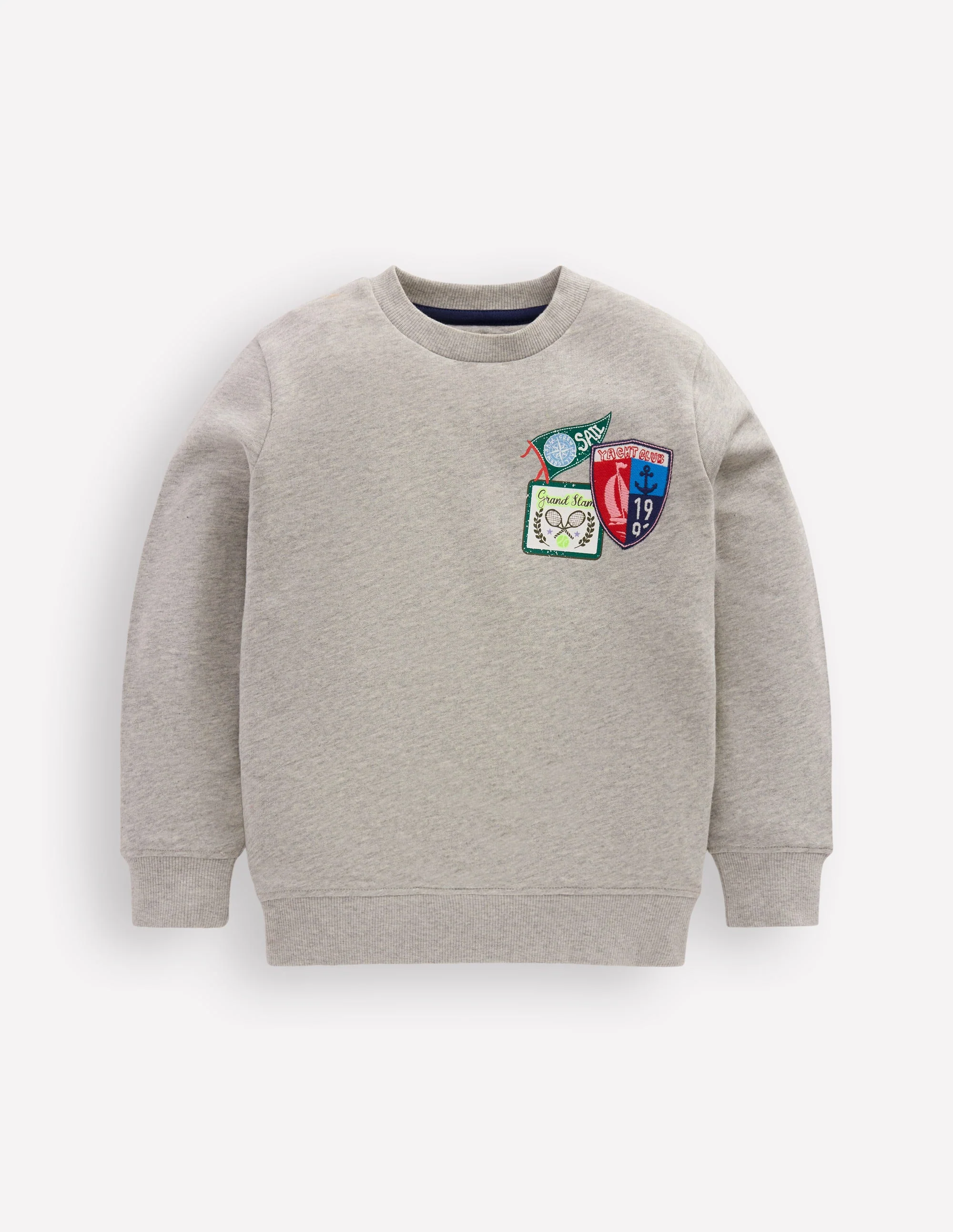 Sweatshirt mit Aufnäher-Grau Meliert, Sport