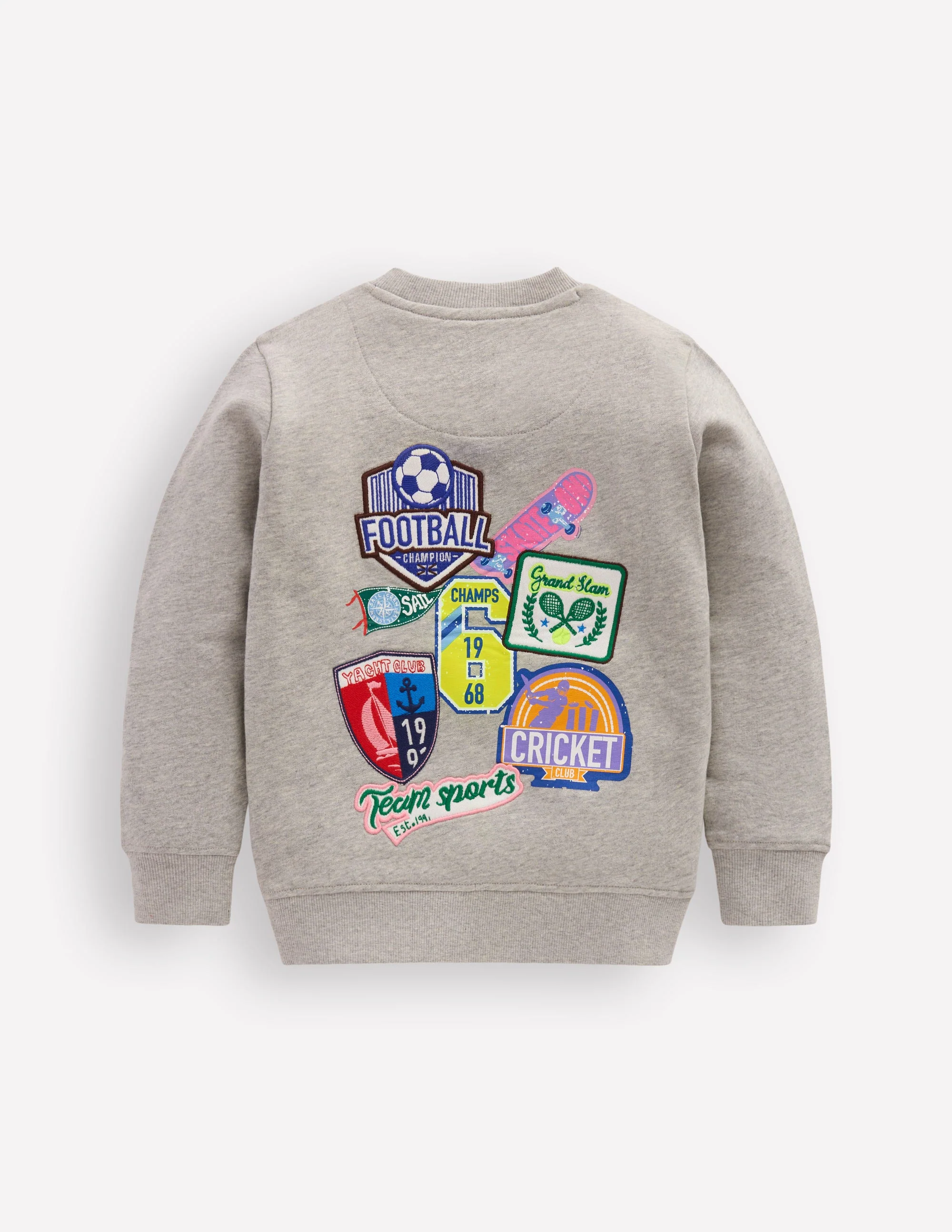 Sweatshirt mit Aufnäher-Grau Meliert, Sport - Image 2