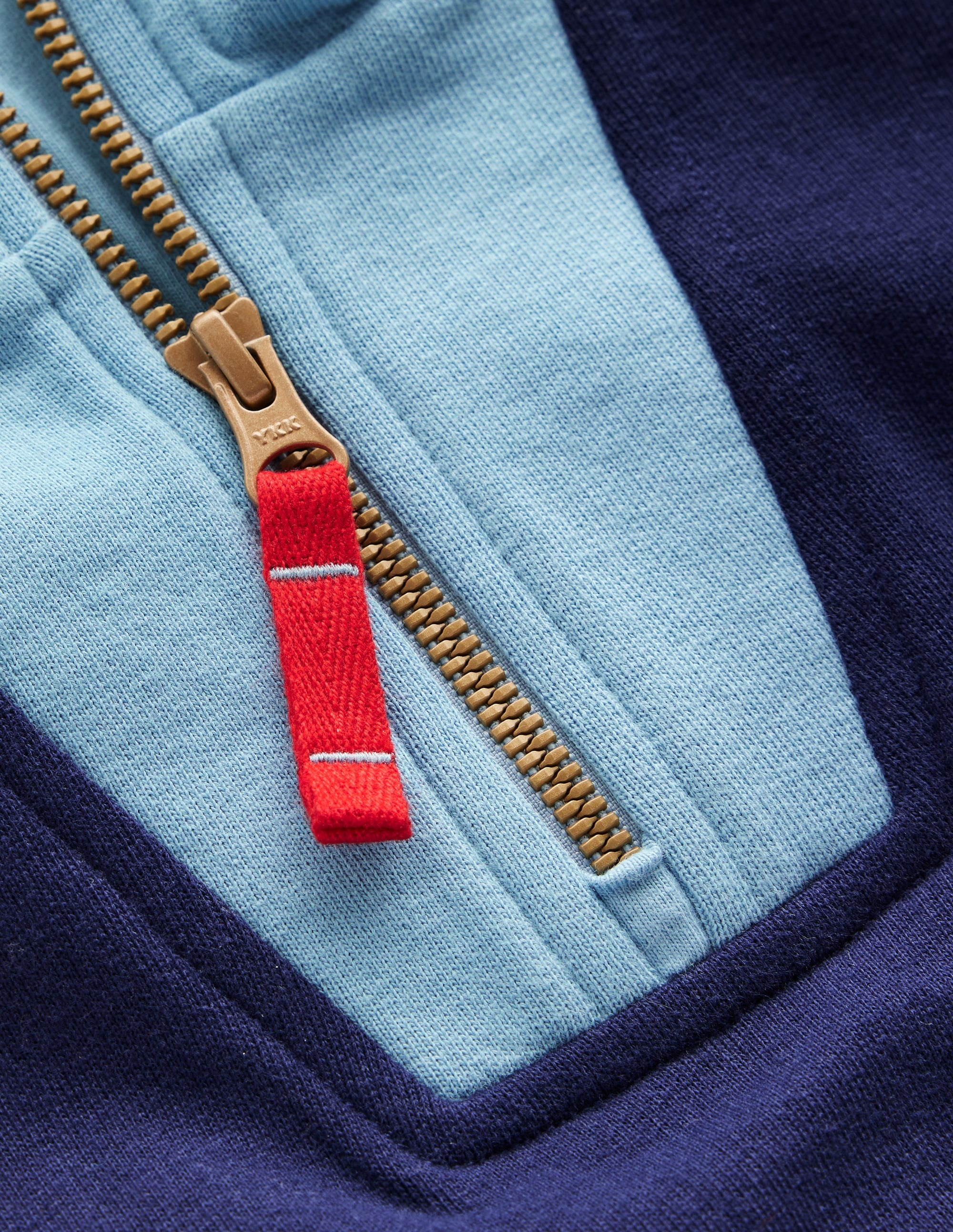 Sweatshirt mit Halbreißverschluss-Mittelalterliches Blau Blockfarben - Image 7