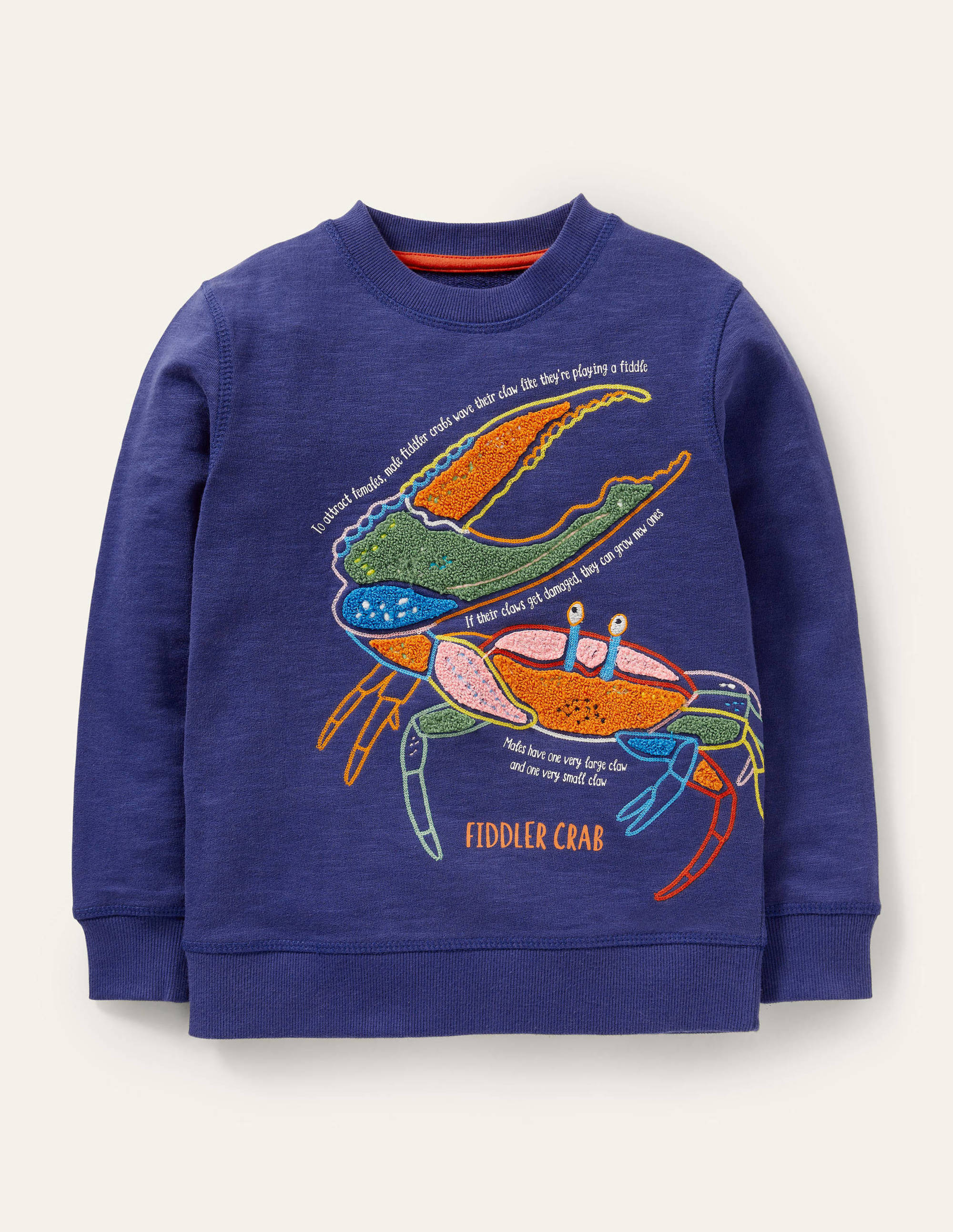 Sweatshirt mit Krabbenapplikation-Segelblau