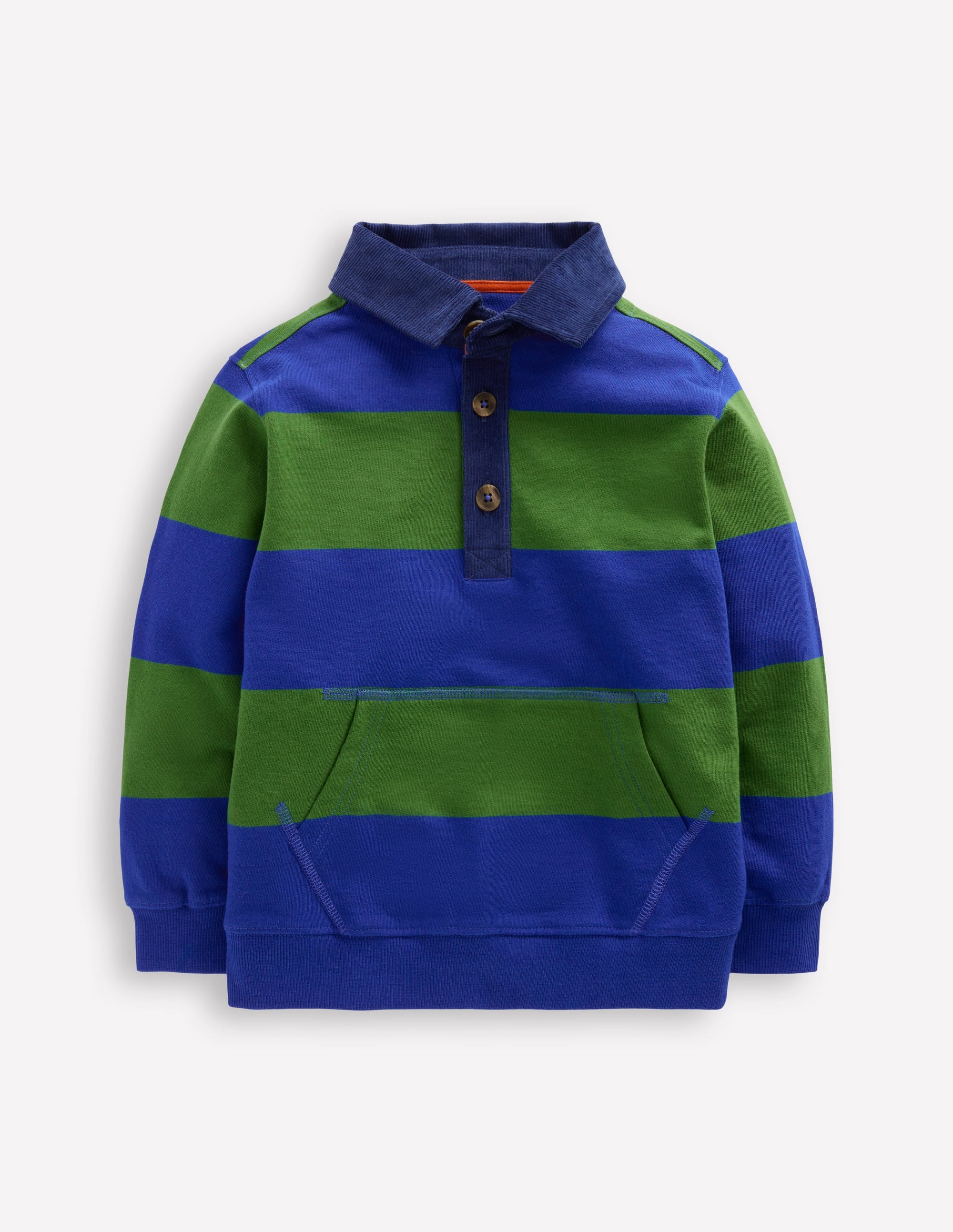 Sweatshirt mit Kragen-Brokkoligrün/Leuchtendes Blau