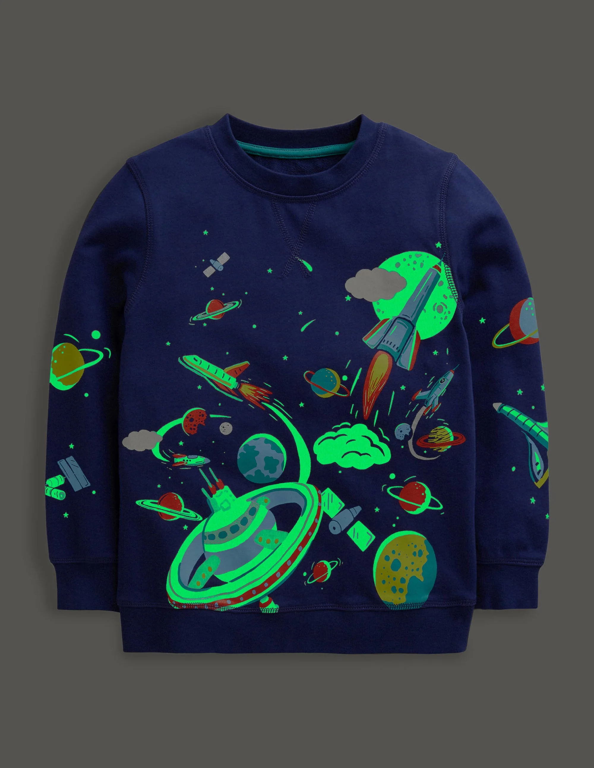 Sweatshirt mit leuchtendem Weltallmotiv-Schuluniform-Navy, Weltallmuster - Image 4