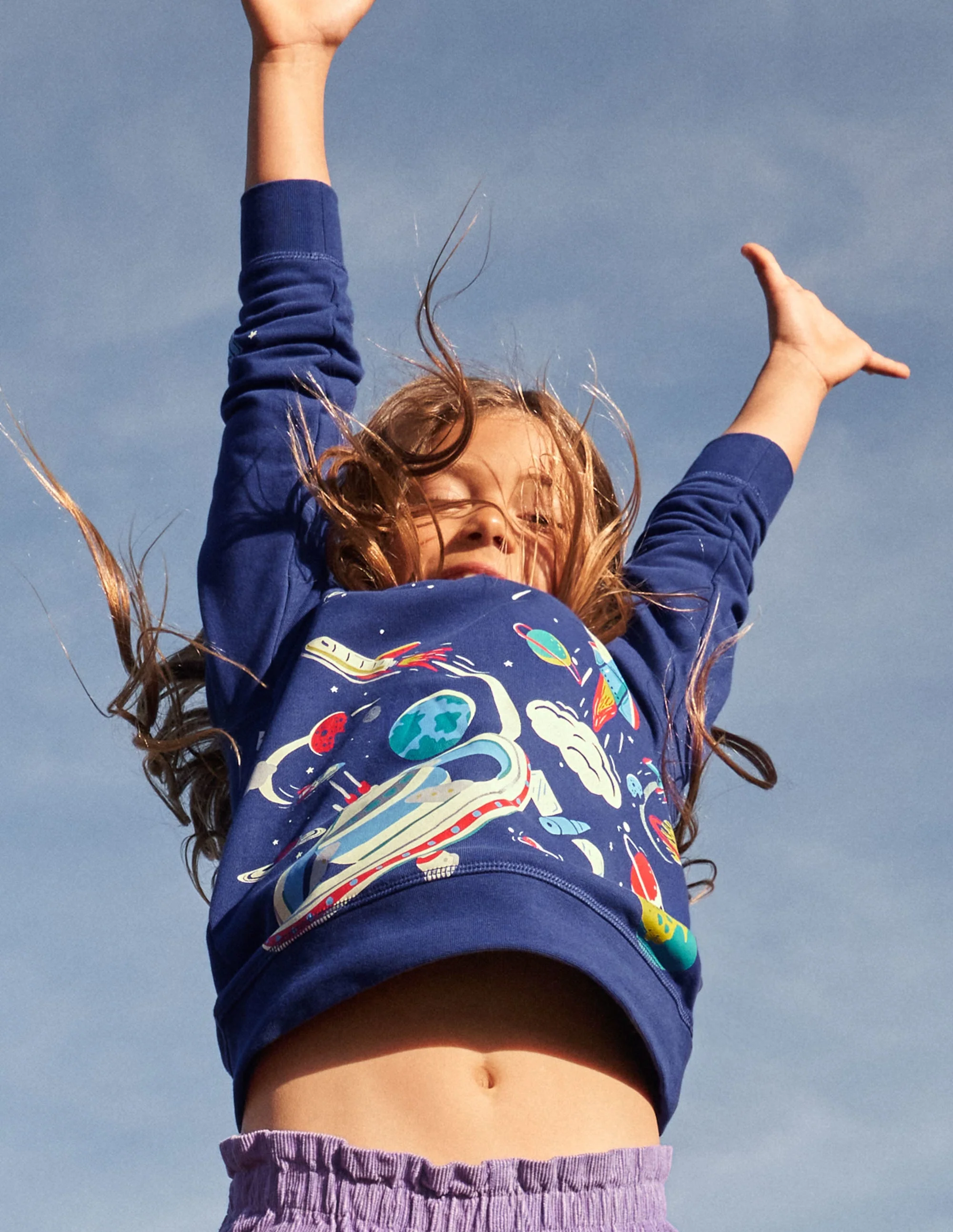 Sweatshirt mit leuchtendem Weltallmotiv-Schuluniform-Navy, Weltallmuster - Image 8