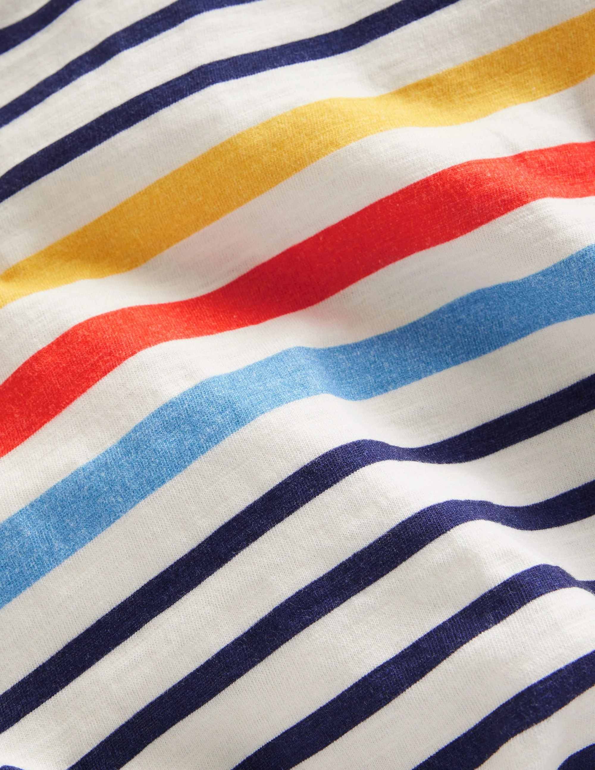T-Shirt aus Flammgarn mit Regenbogen-Streifen-Schuluniform-Marineblau Bunt Streifen - Image 3