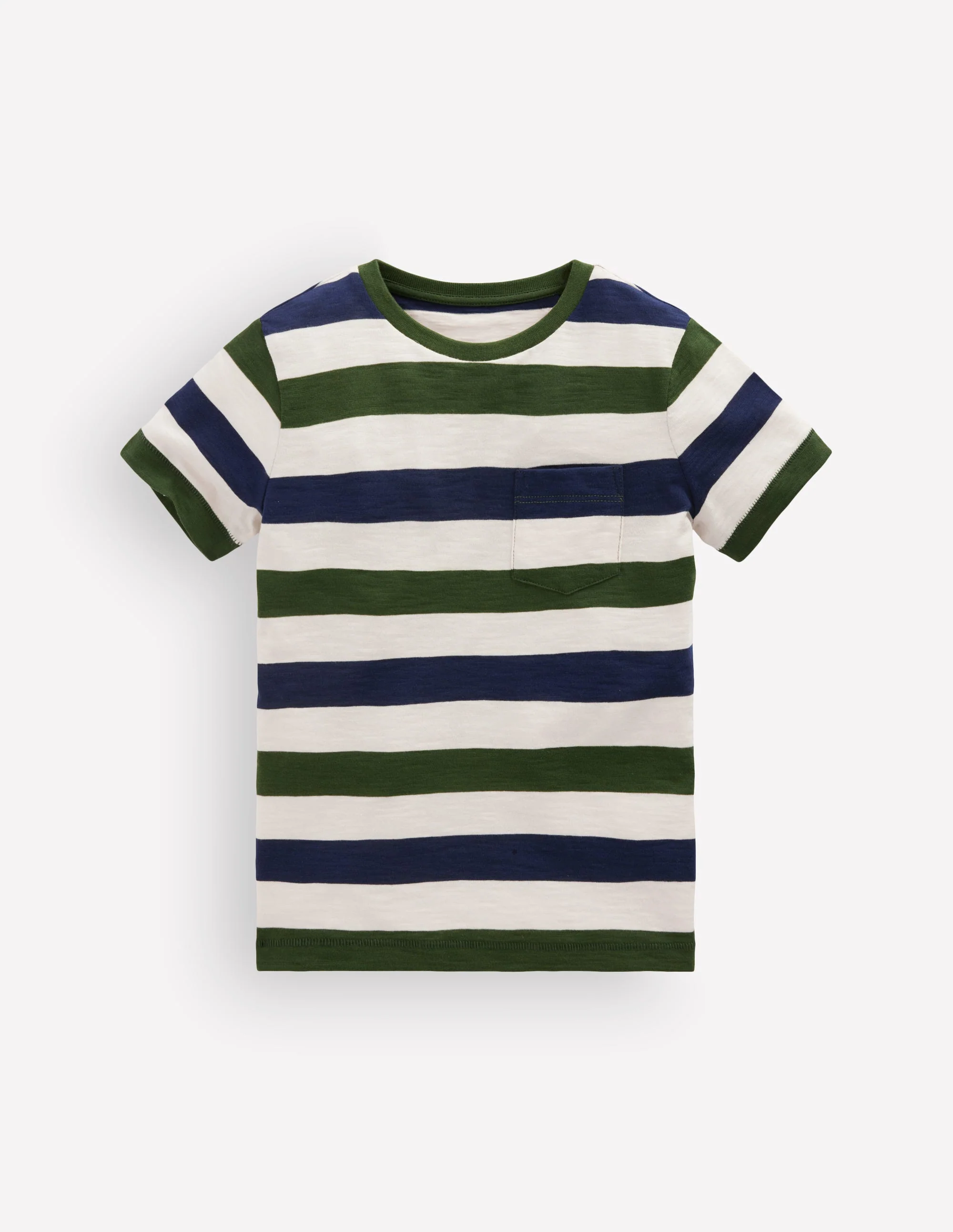 T-Shirt für den Alltag-Grün und Blau Streifen