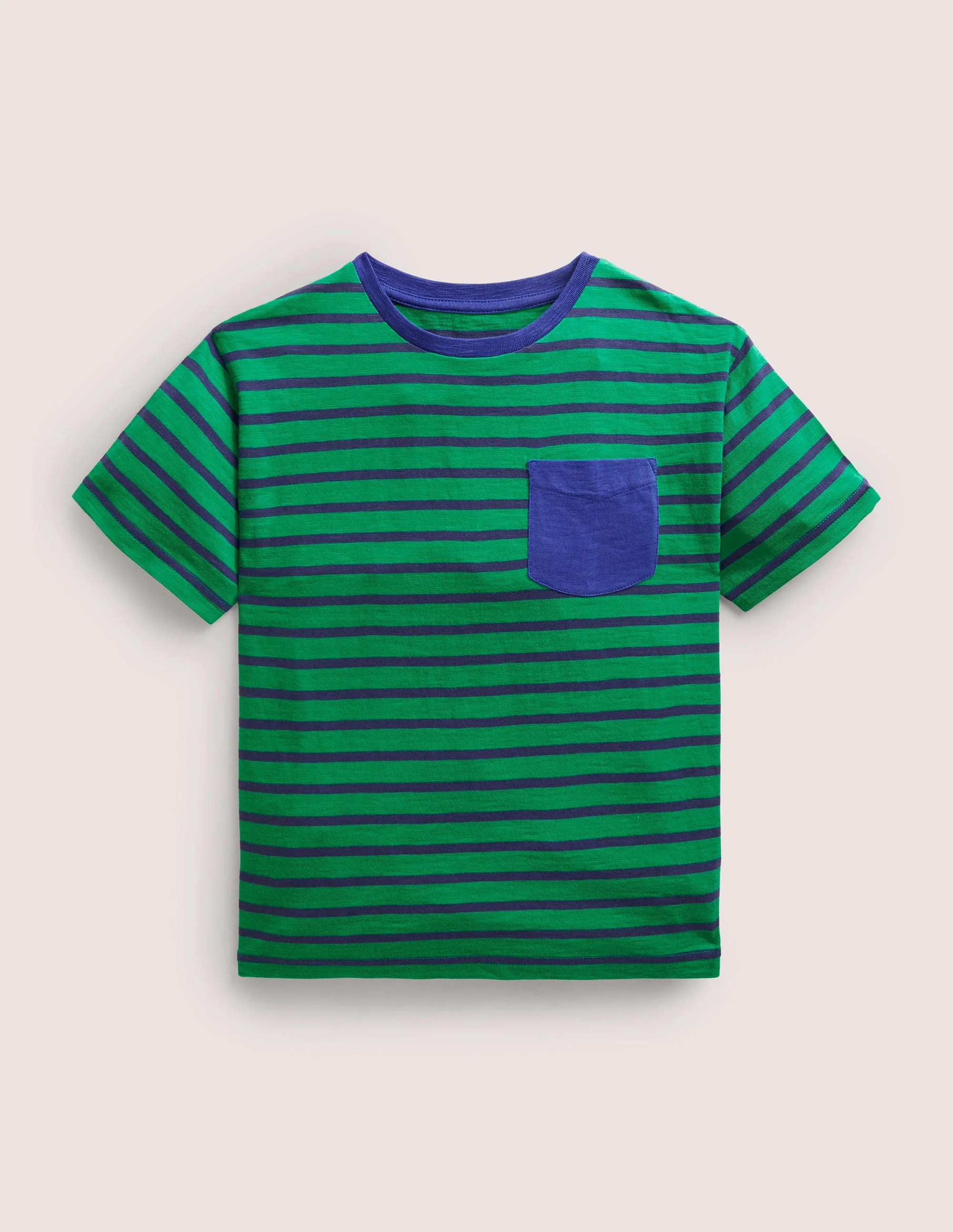 T-Shirt mit abgesetzten Schultern-Paprikagrün/Schuluniform-Navy
