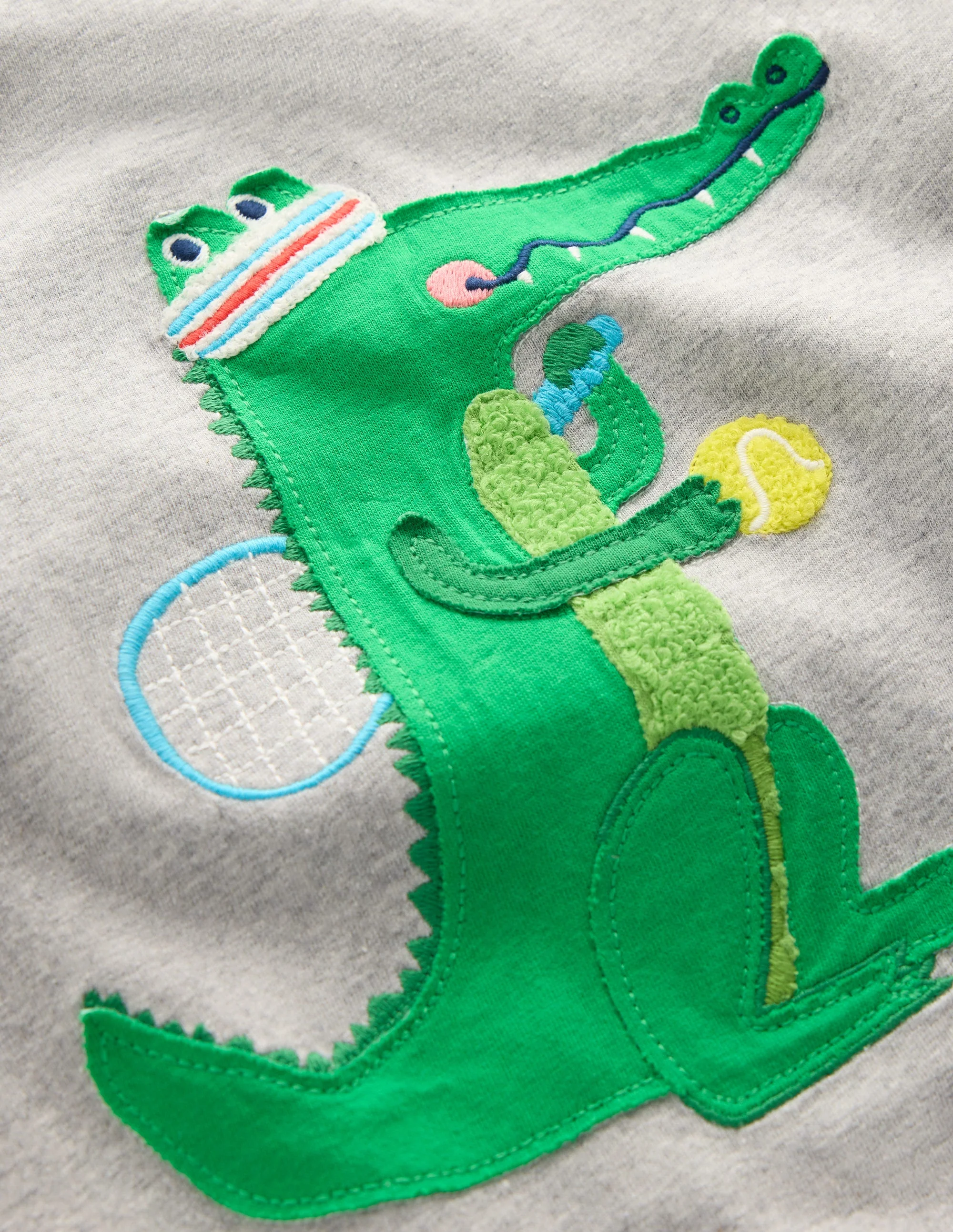 T-Shirt mit Applikation-Grau meliert Krokodil - Image 3