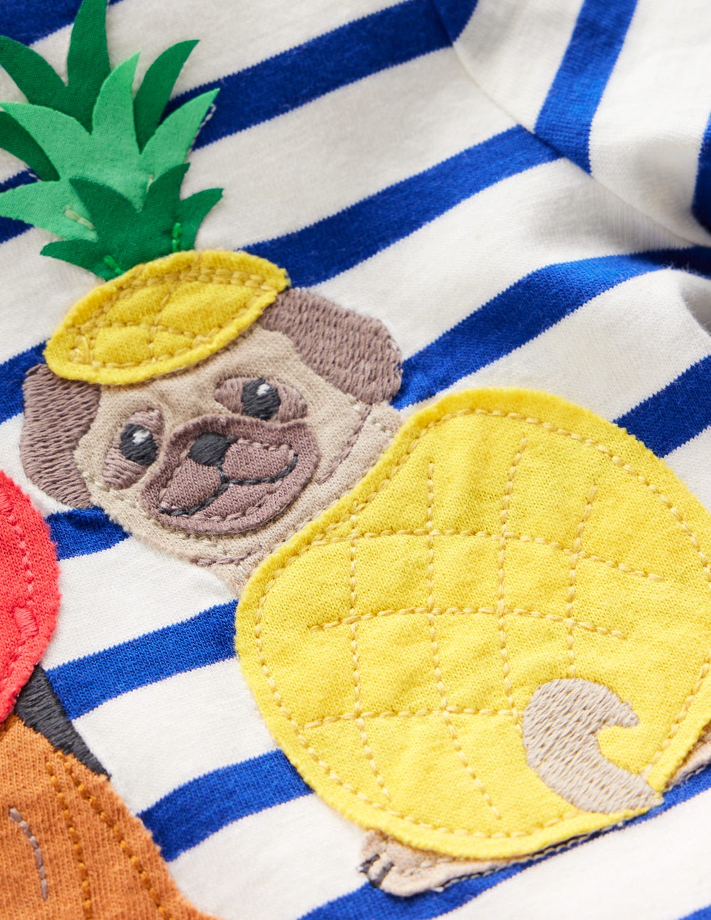 T-Shirt mit Applikation-Leuchtendes Blau Streifen Obst Hunde - Image 3
