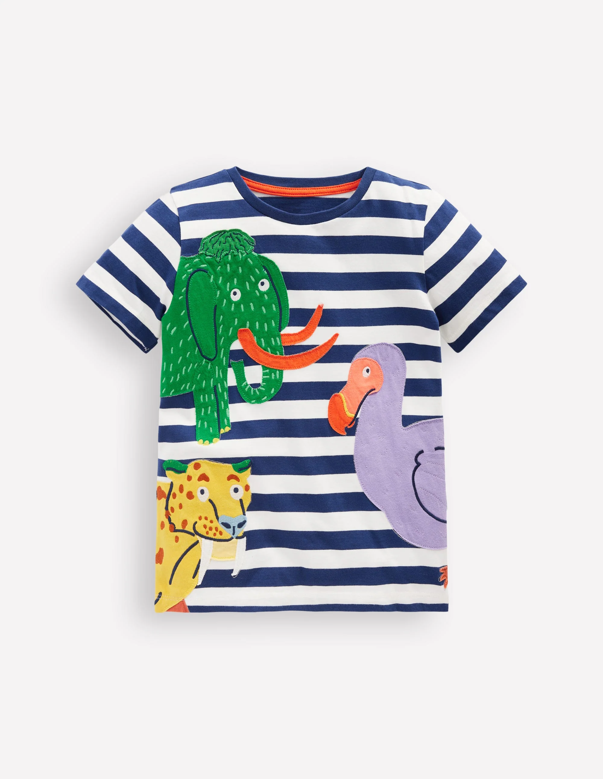 T-Shirt mit Applikation-Prähistorische Tiere Applikation