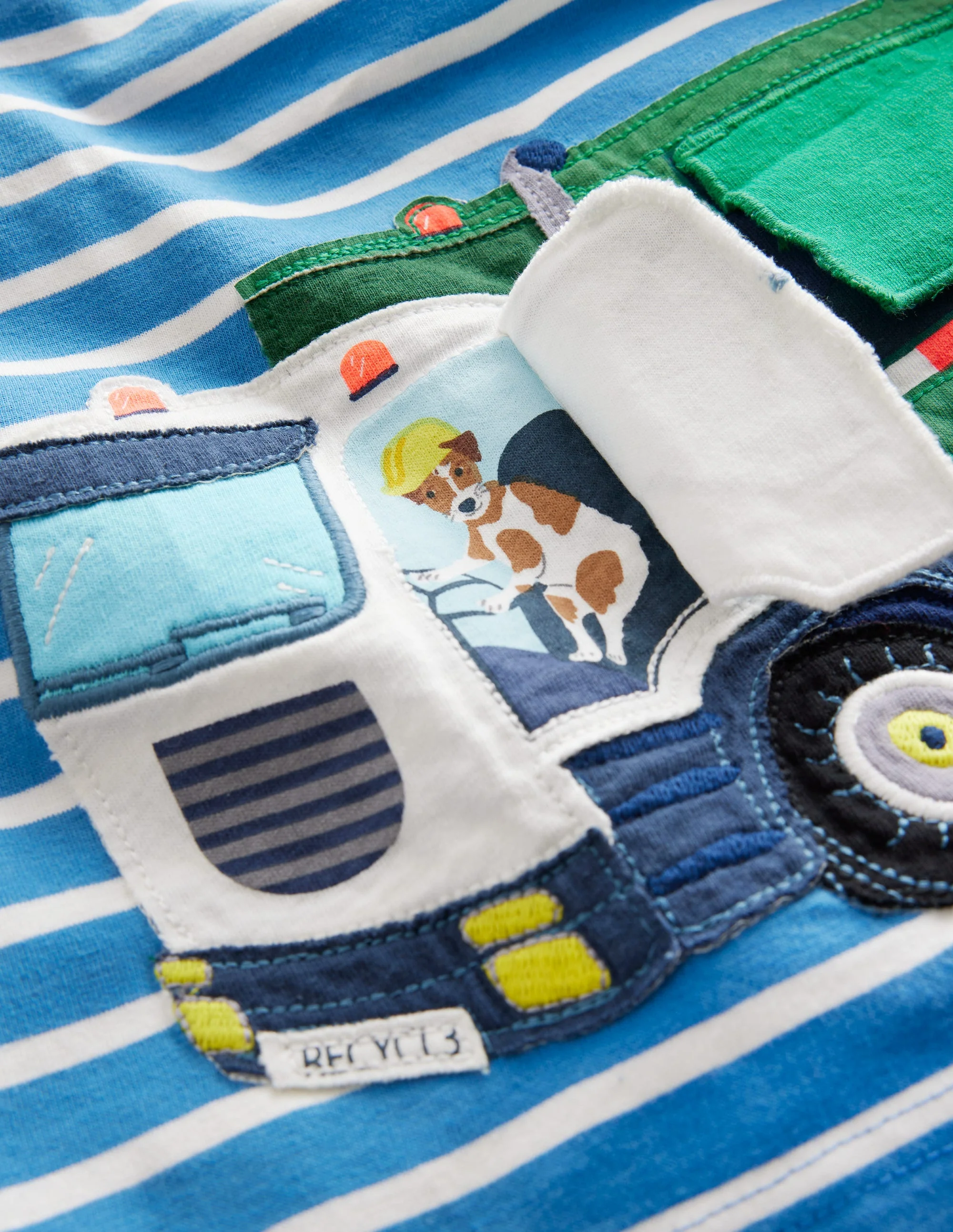 T-Shirt mit Aufklapp-Lkw-Elisabethanisches Blau/Naturweiß Truck - Image 3