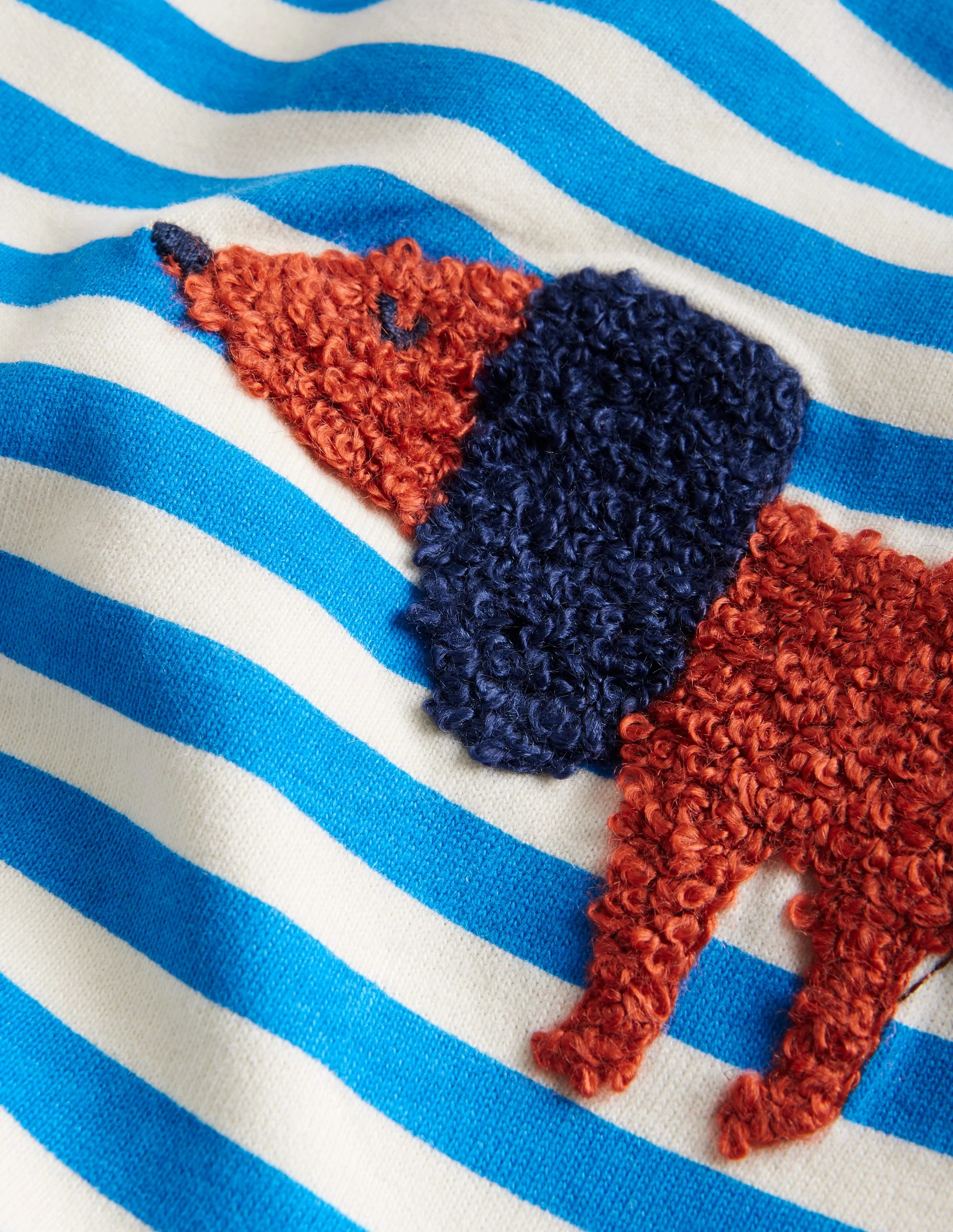 T-Shirt mit Bouclé-Detail-Griechisches Blau Hunde - Image 5