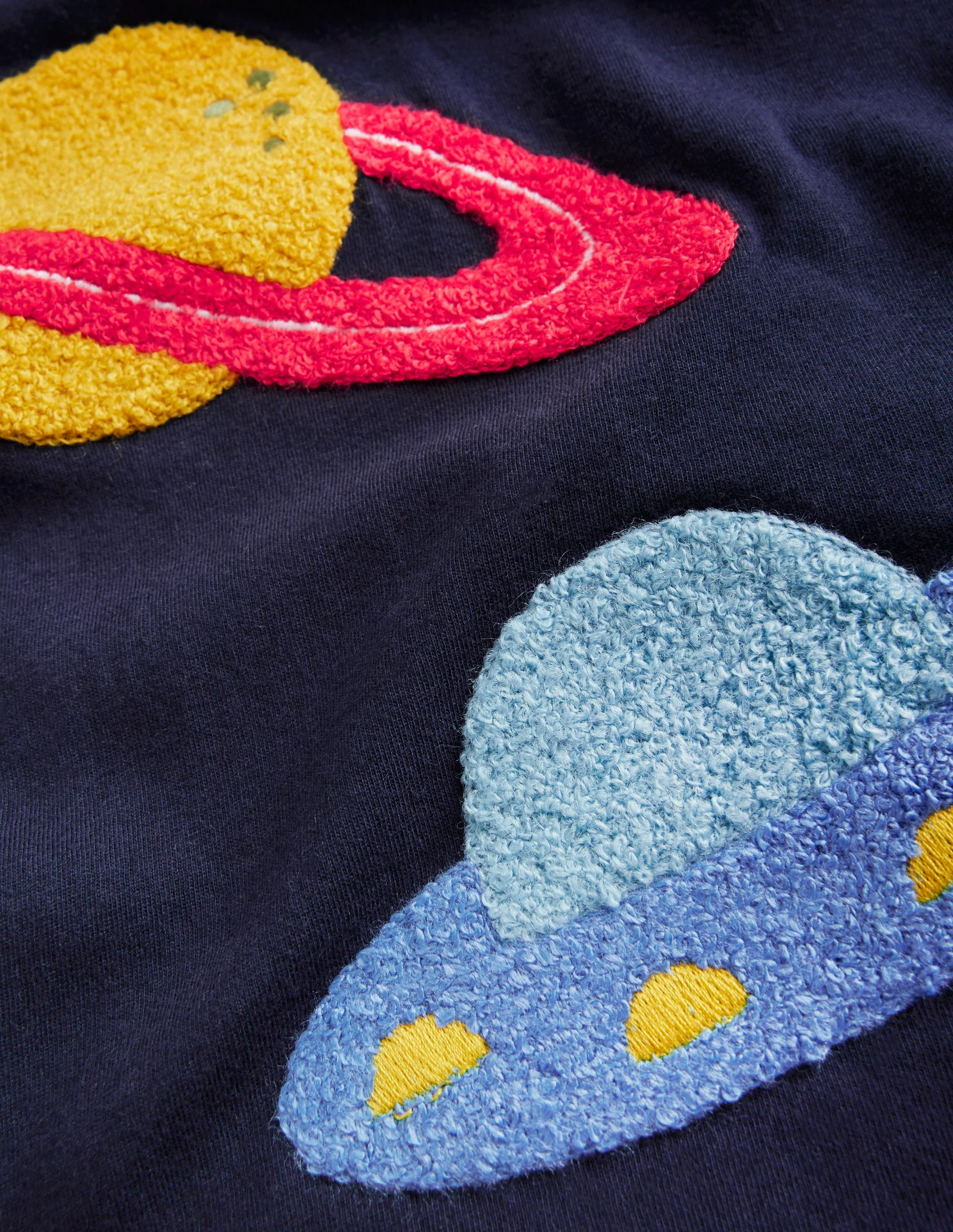 T-Shirt mit Bouclé-Detail-Schuluniform-Navy, Planeten - Image 3