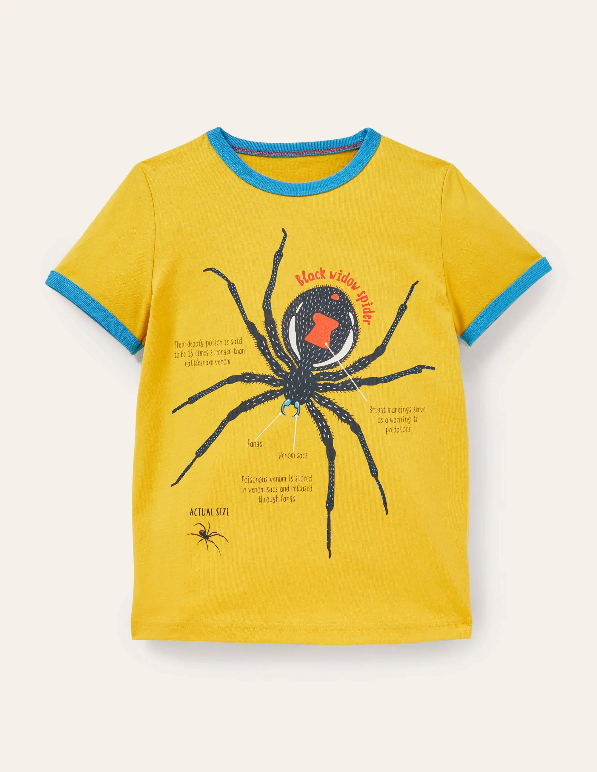 T-Shirt mit Bündchen und spannenden Fakten-Narzissengelb, Spinne