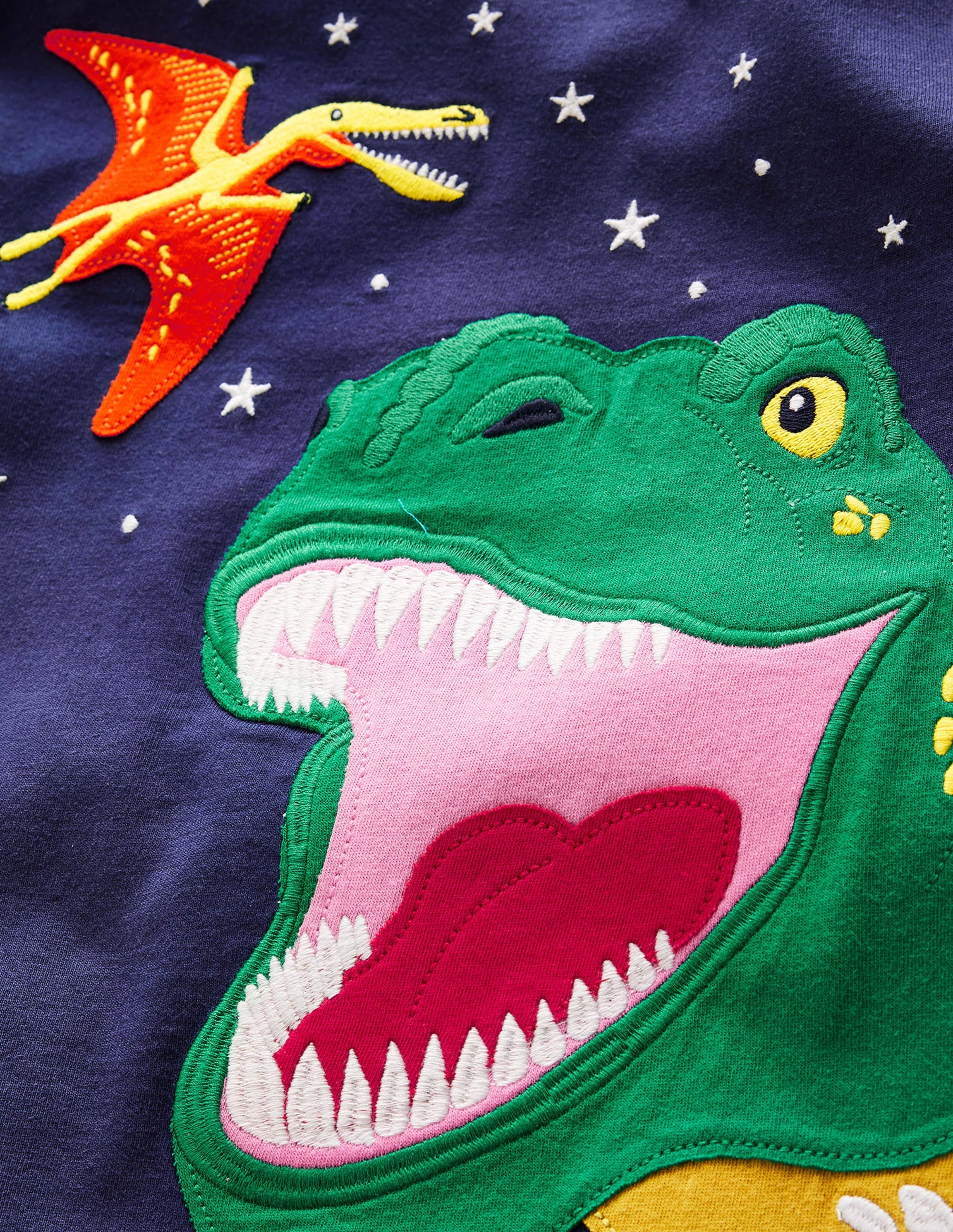 T-Shirt mit Dinosaurier-Applikation-Schuluniform-Marineblau Dino - Image 3