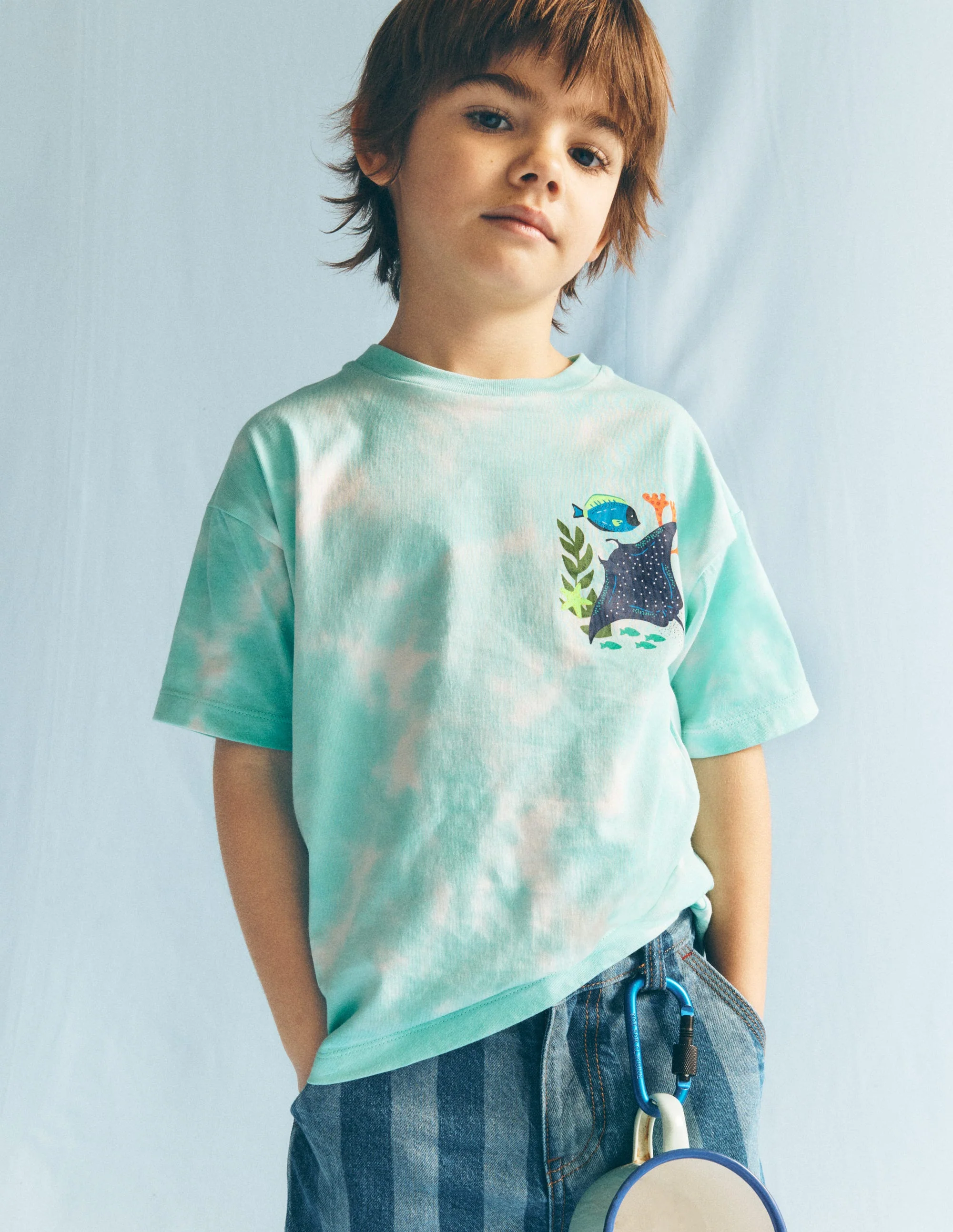 T-Shirt mit Druck auf Vorder- und Rückseite-Batikmuster Korallenriff - Image 2