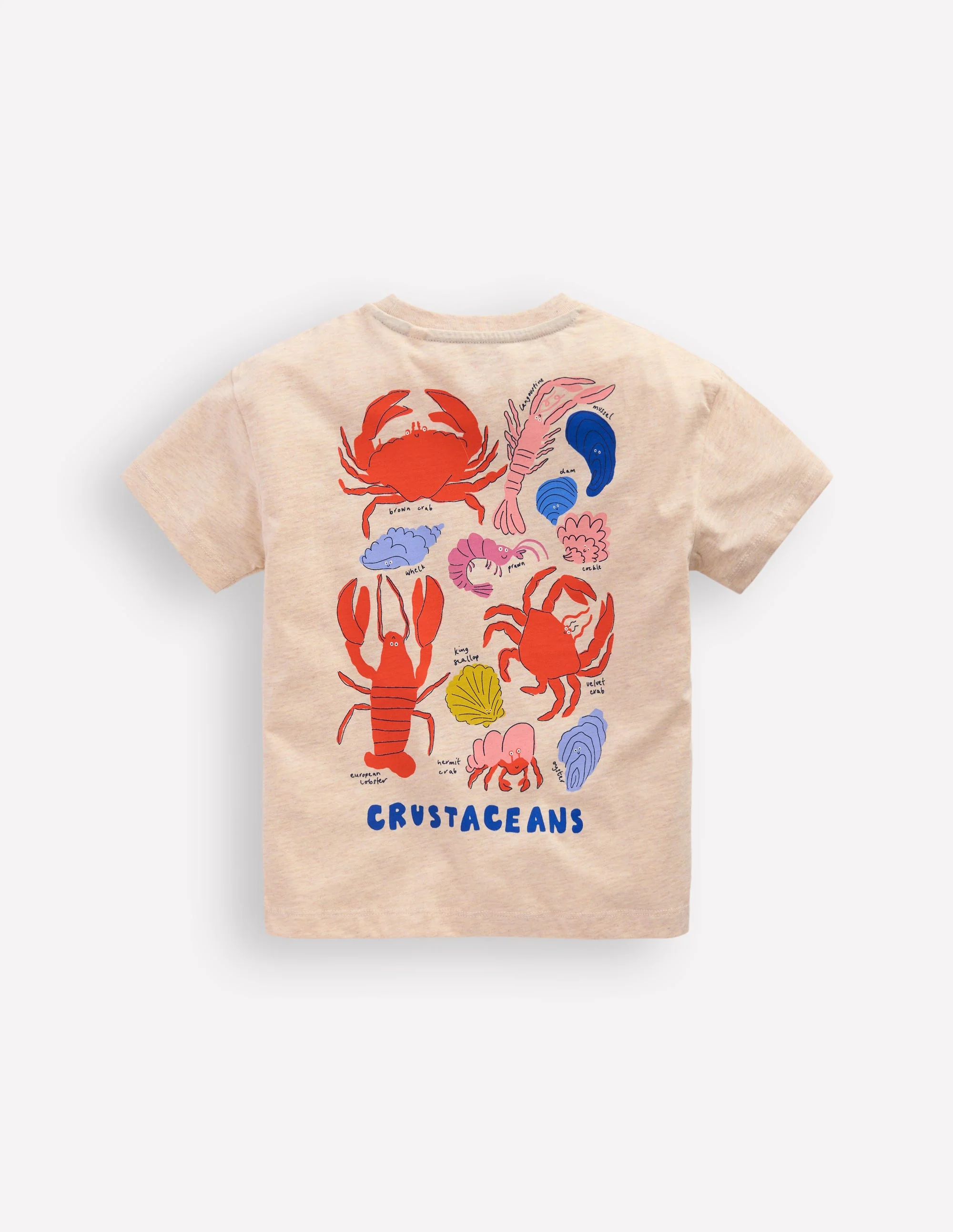 T-Shirt mit Druck auf Vorder- und Rückseite-Haferbeige Krebstiere - Image 2