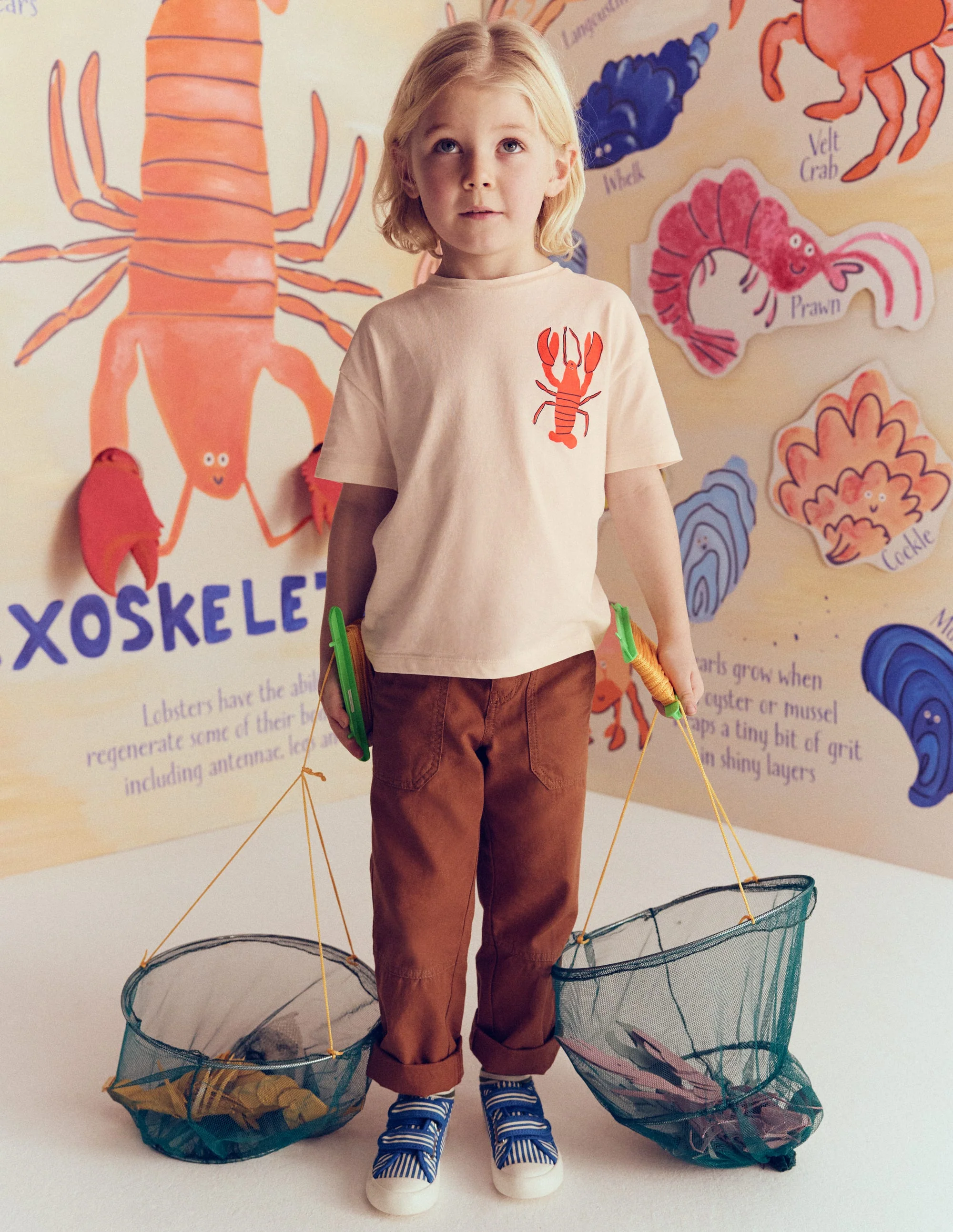 T-Shirt mit Druck auf Vorder- und Rückseite-Haferbeige Krebstiere - Image 5