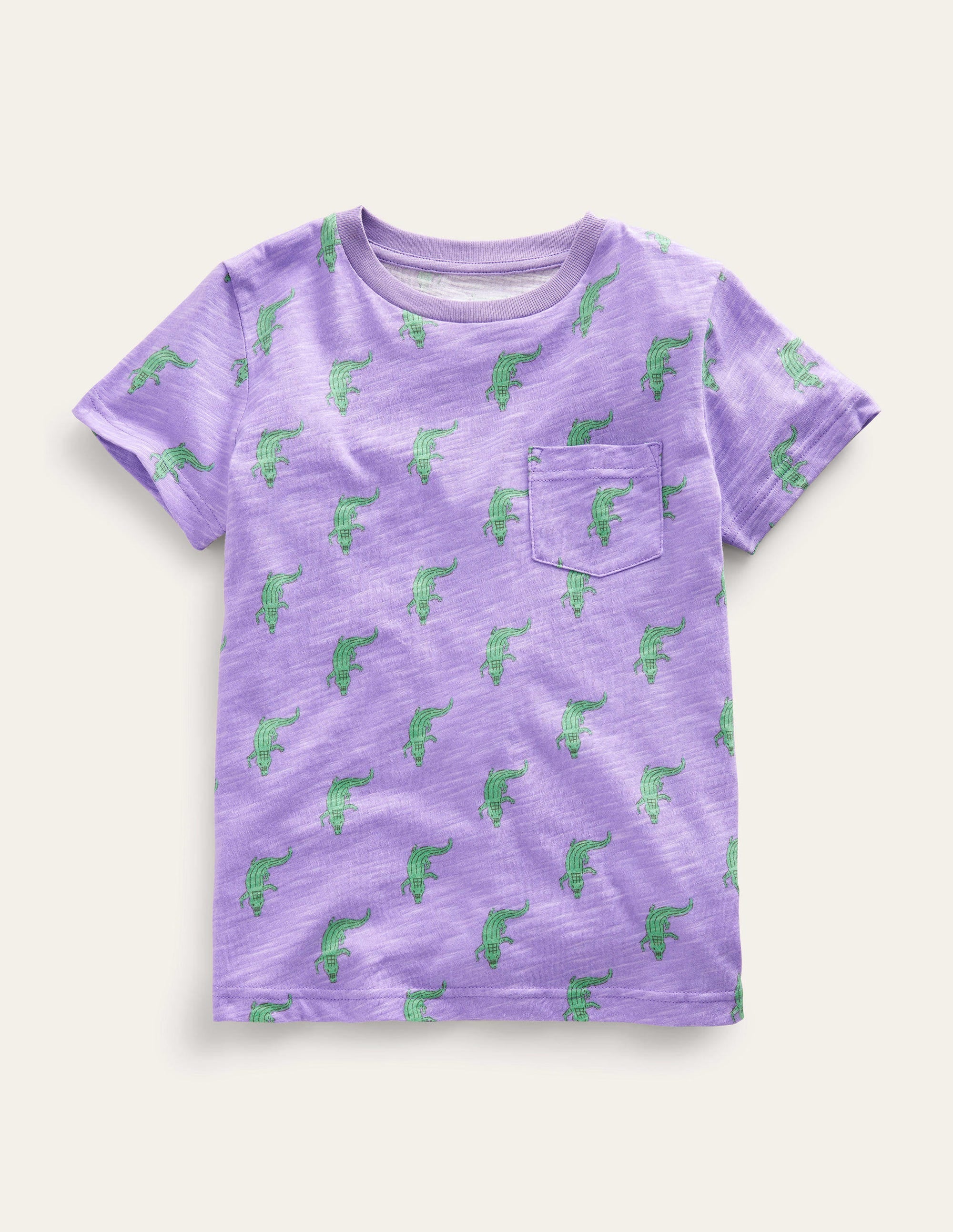 T-Shirt mit durchgehendem Muster-Sanftes Lavendelviolett, Krokodile