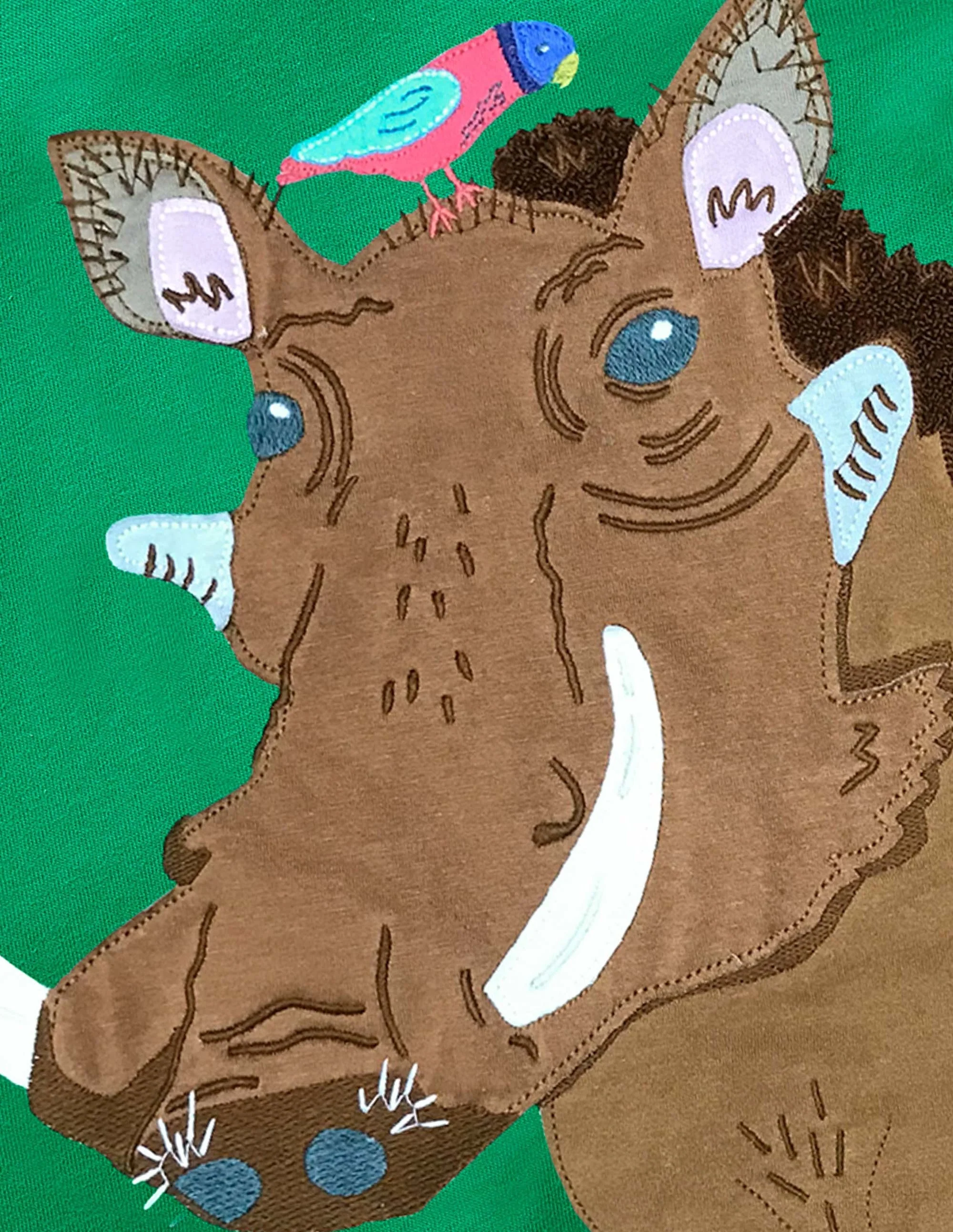 T-Shirt mit exotischer Tierapplikation-Baumgrün, Warzenschwein - Image 3