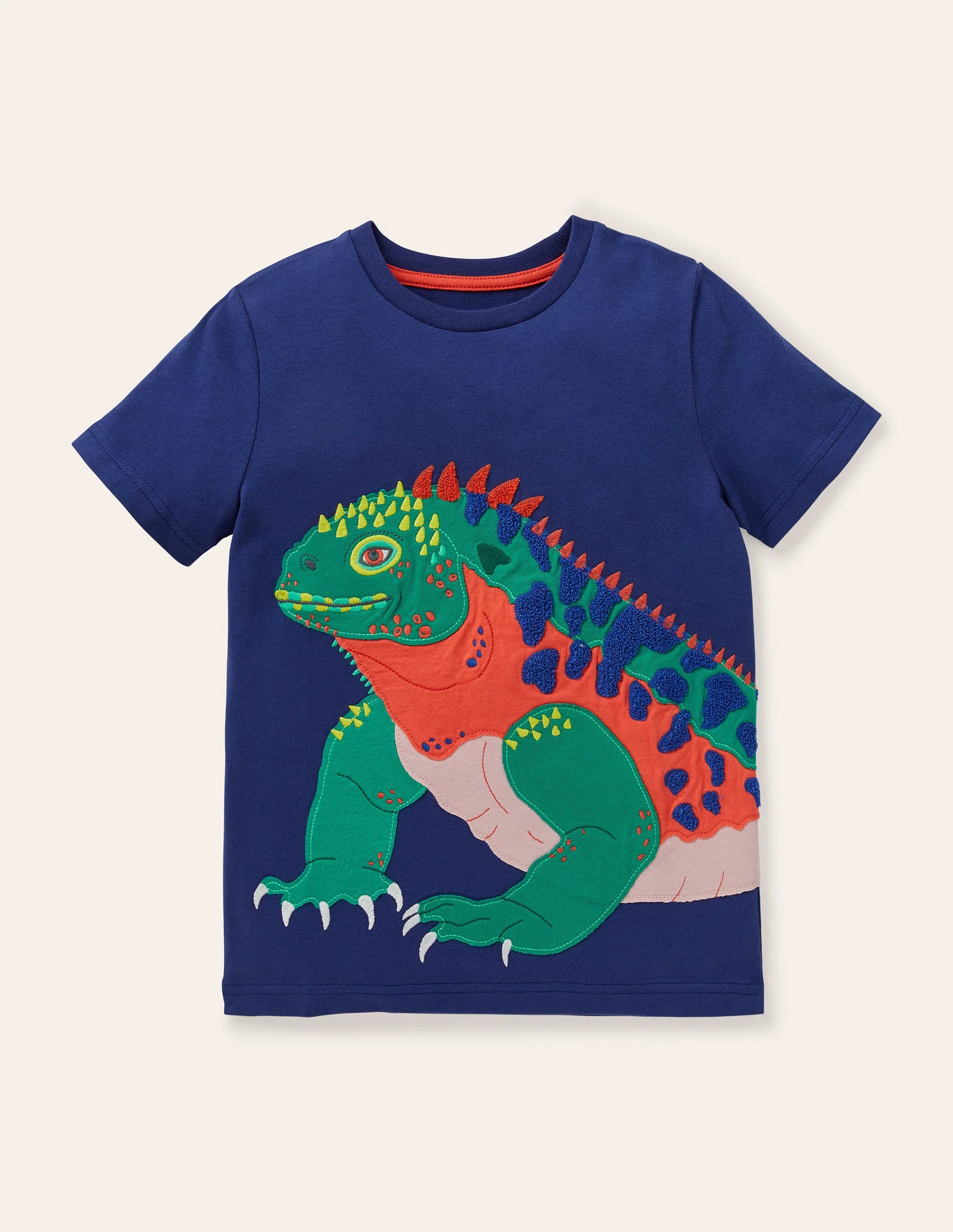 T-Shirt mit exotischer Tierapplikation-Segelblau, Leguan
