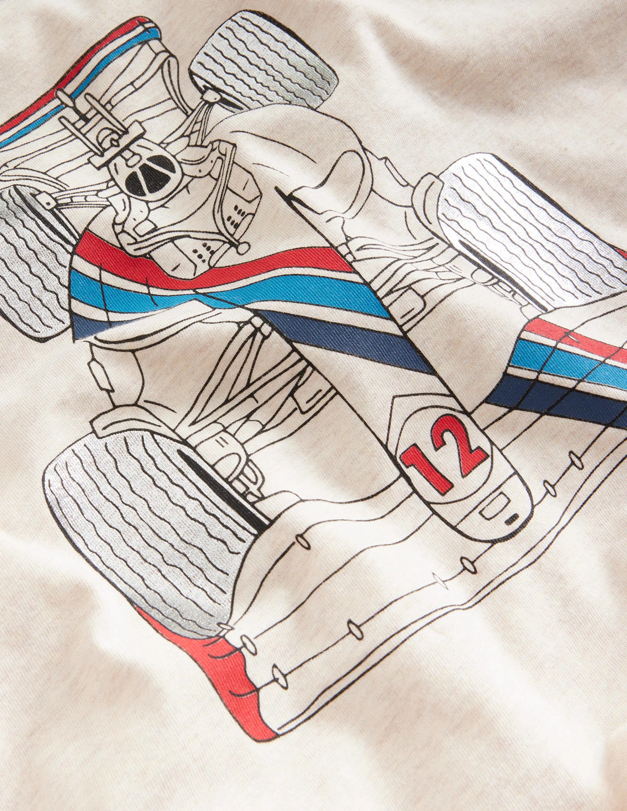 T-Shirt mit Fahrzeug-Druck-Haferbeige Meliert - Image 3