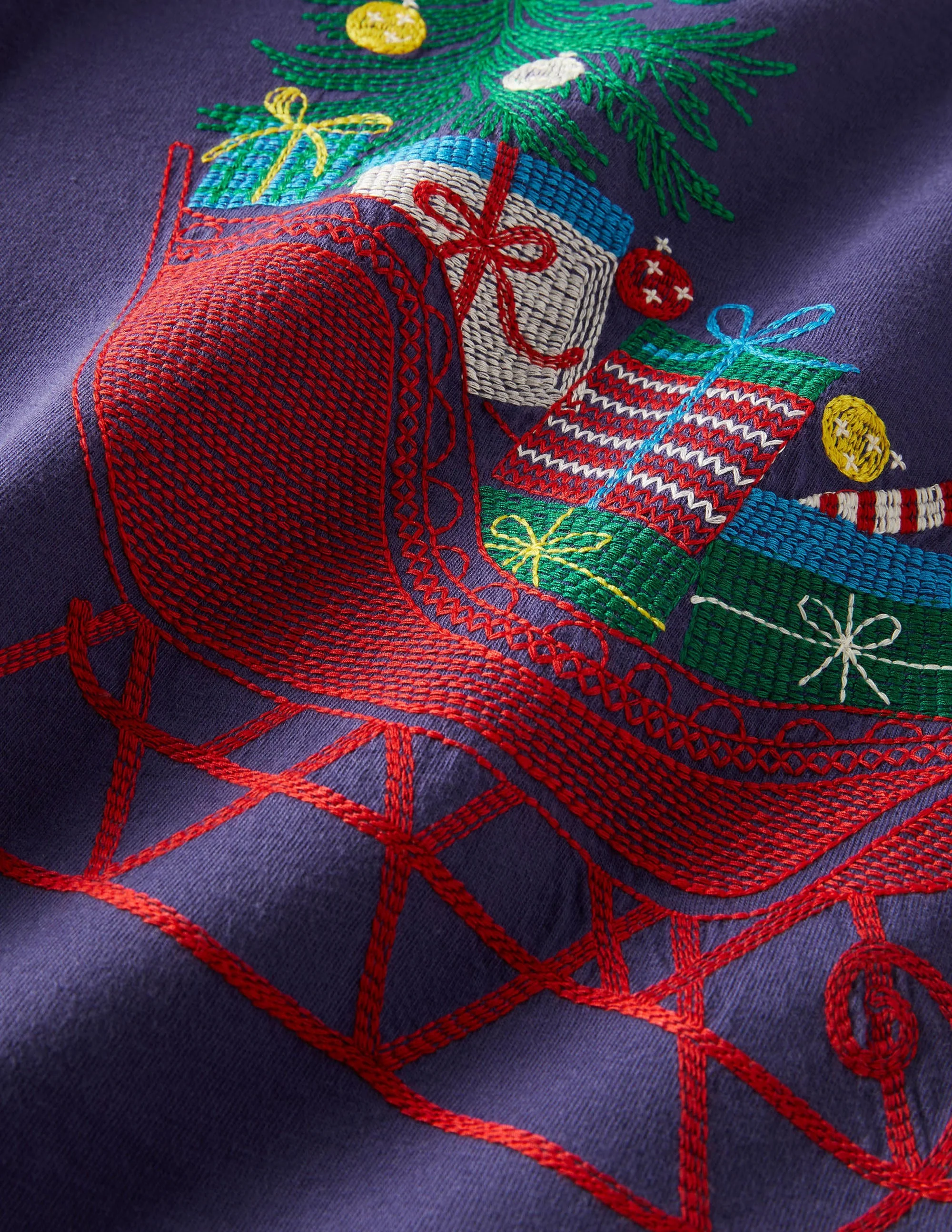 T-Shirt mit festlichem Superstitch-Segelblau, Schlitten - Image 3