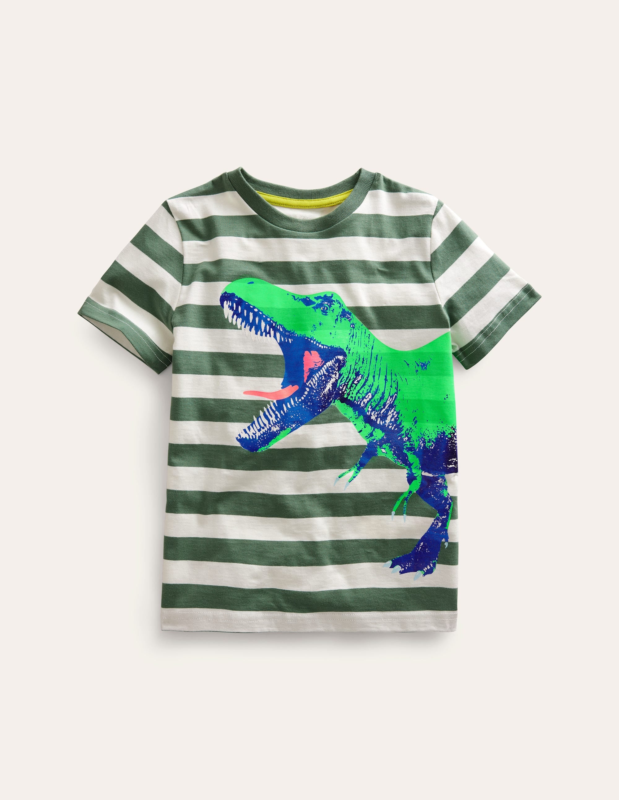 T-Shirt mit Fotodruck-Pflastersteingrau/Naturweiß, Dinosaurier