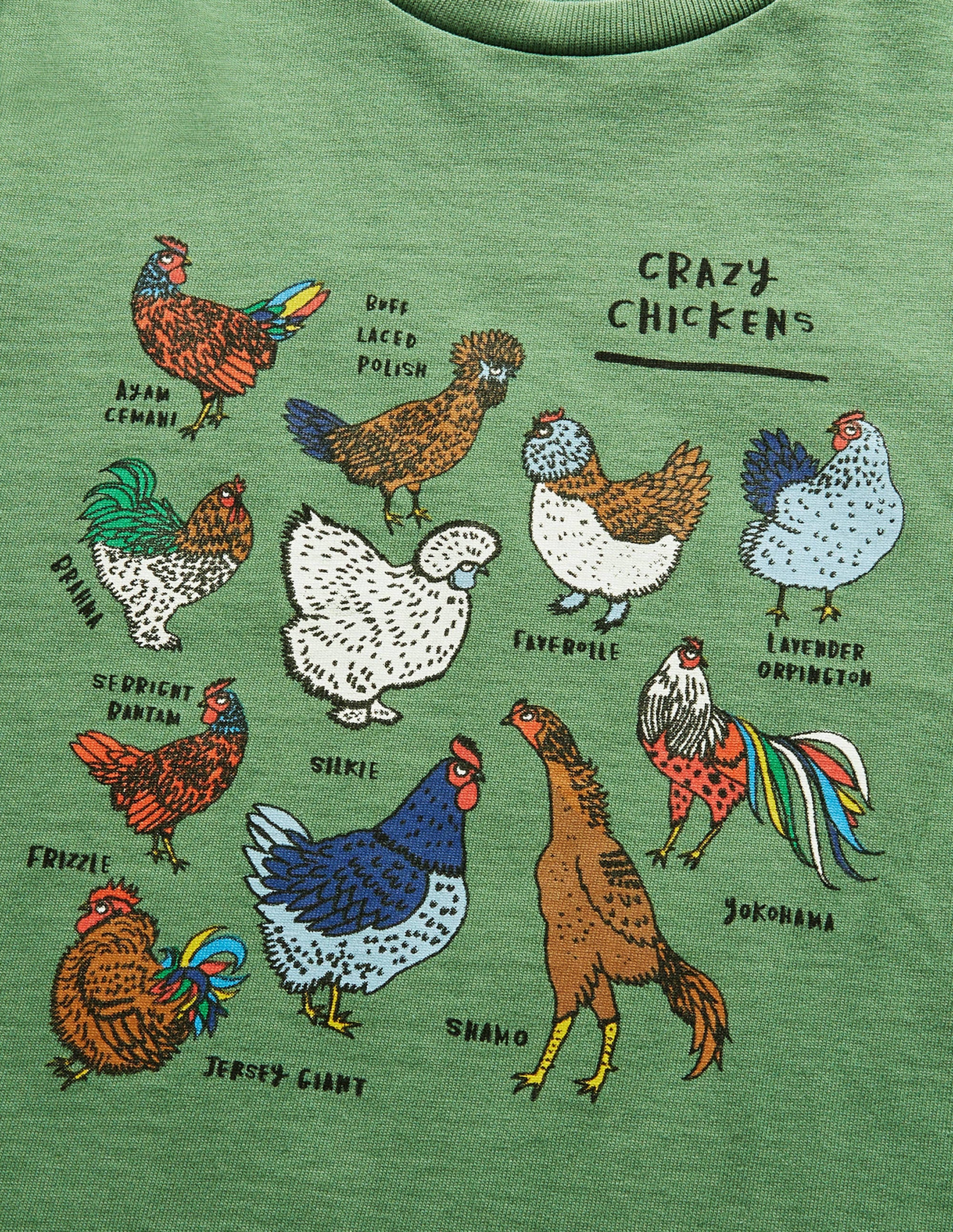 T-Shirt mit Gittermotiv-Rosmaringrün, Hühner - Image 3