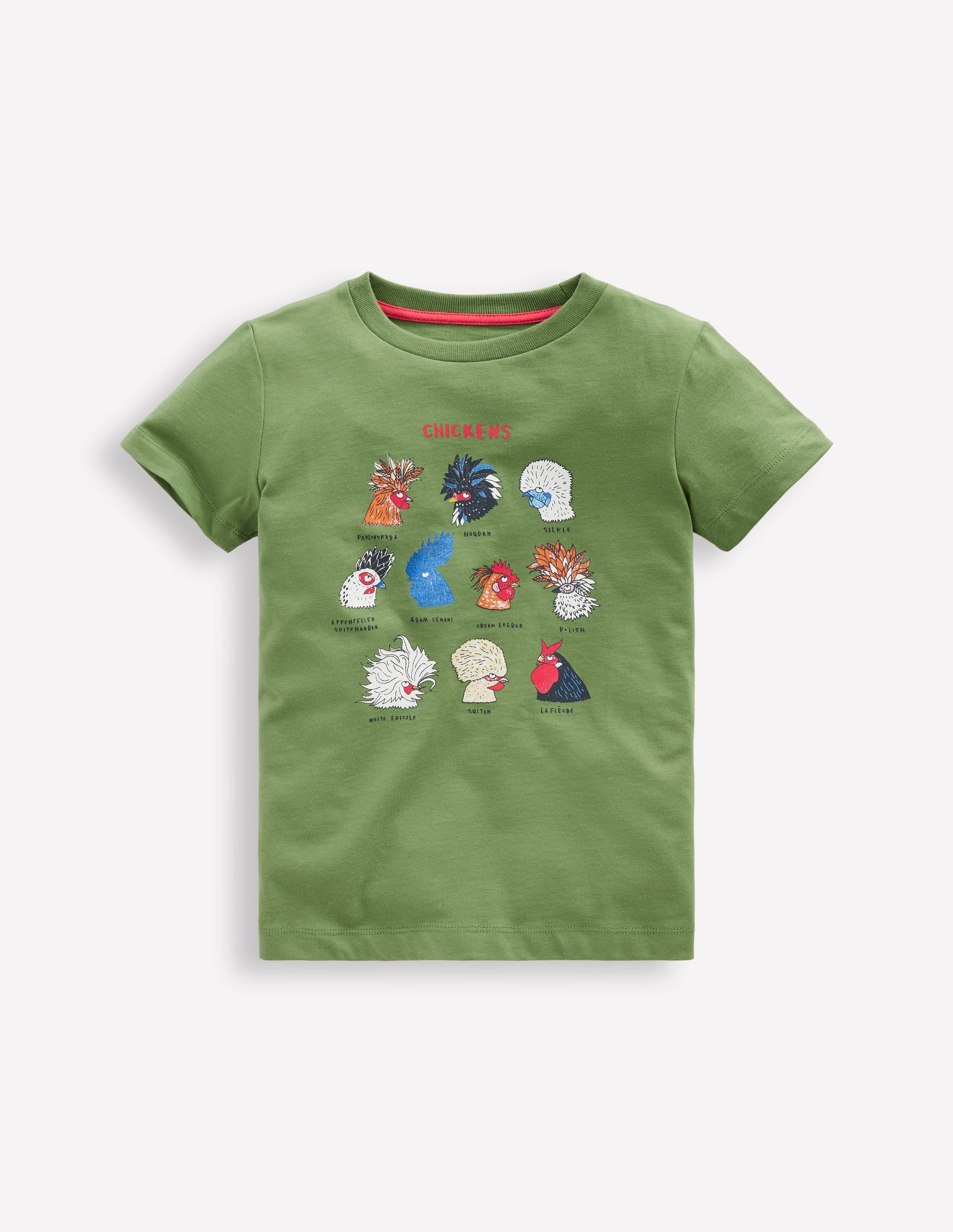 T-Shirt mit Grafik-Blattgrün Hühner