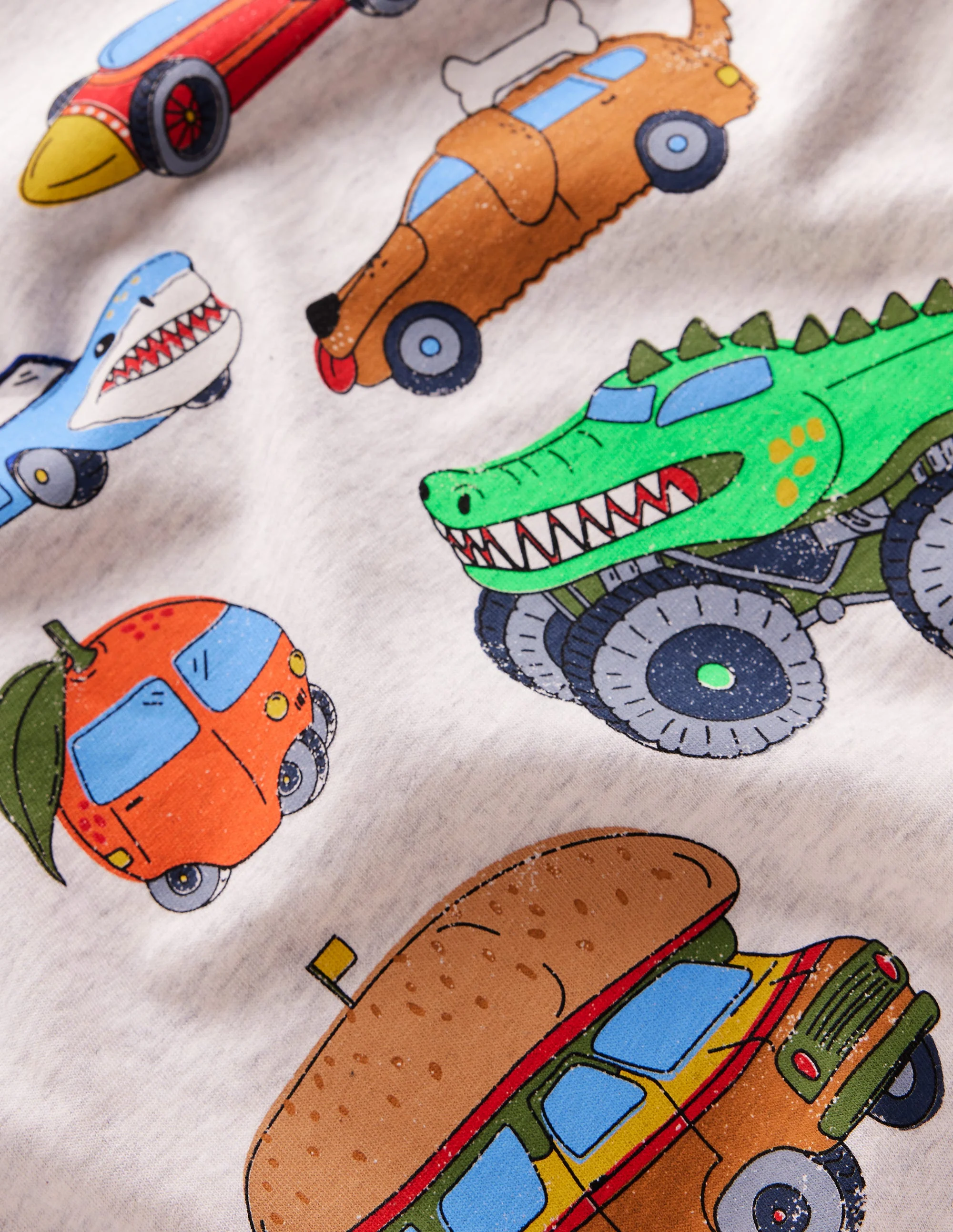 T-Shirt mit Grafik-Haferbeige Meliert Lustige Fahrzeuge - Image 3