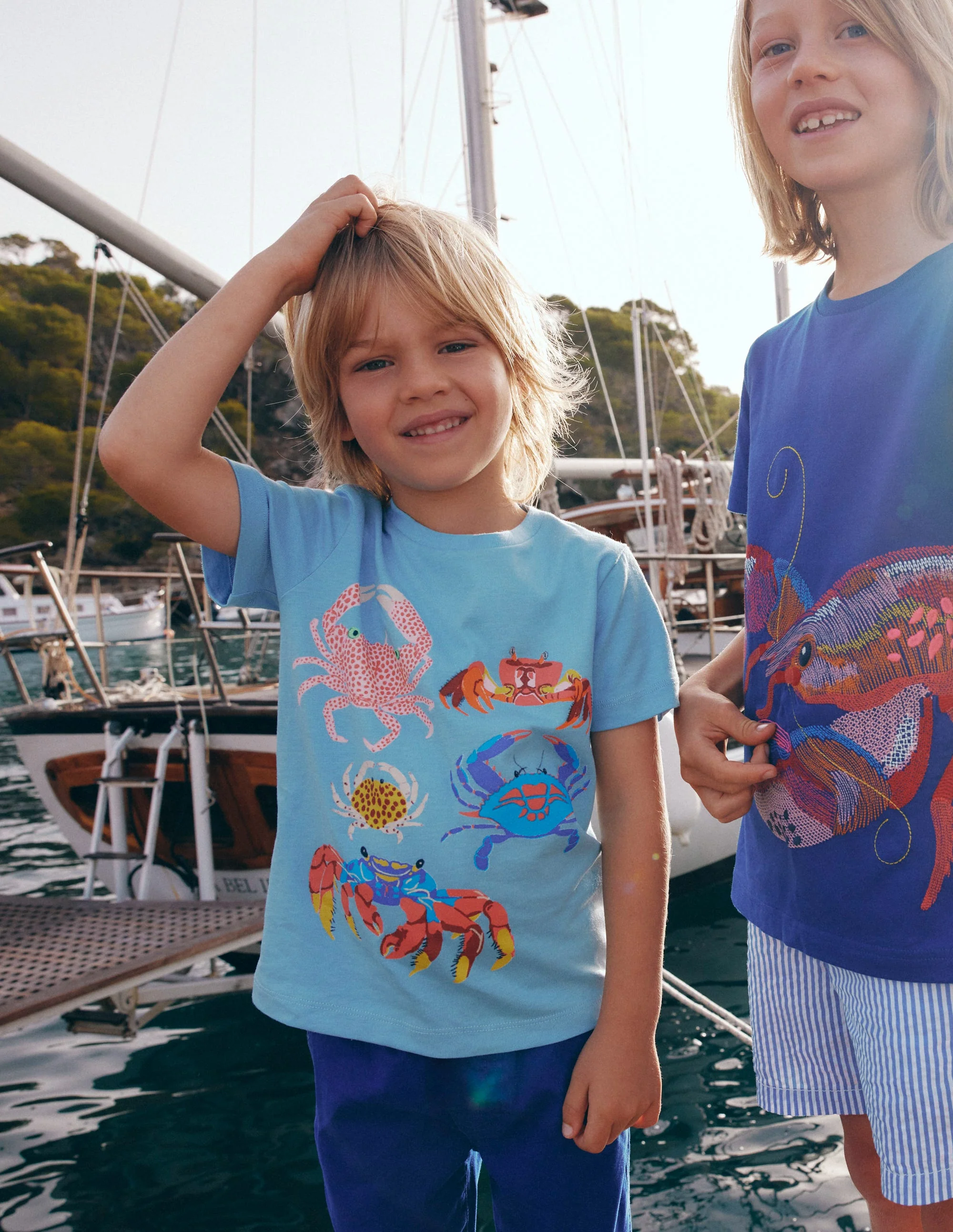 T-Shirt mit Grafik-Vintage-Blau Krebse - Image 4