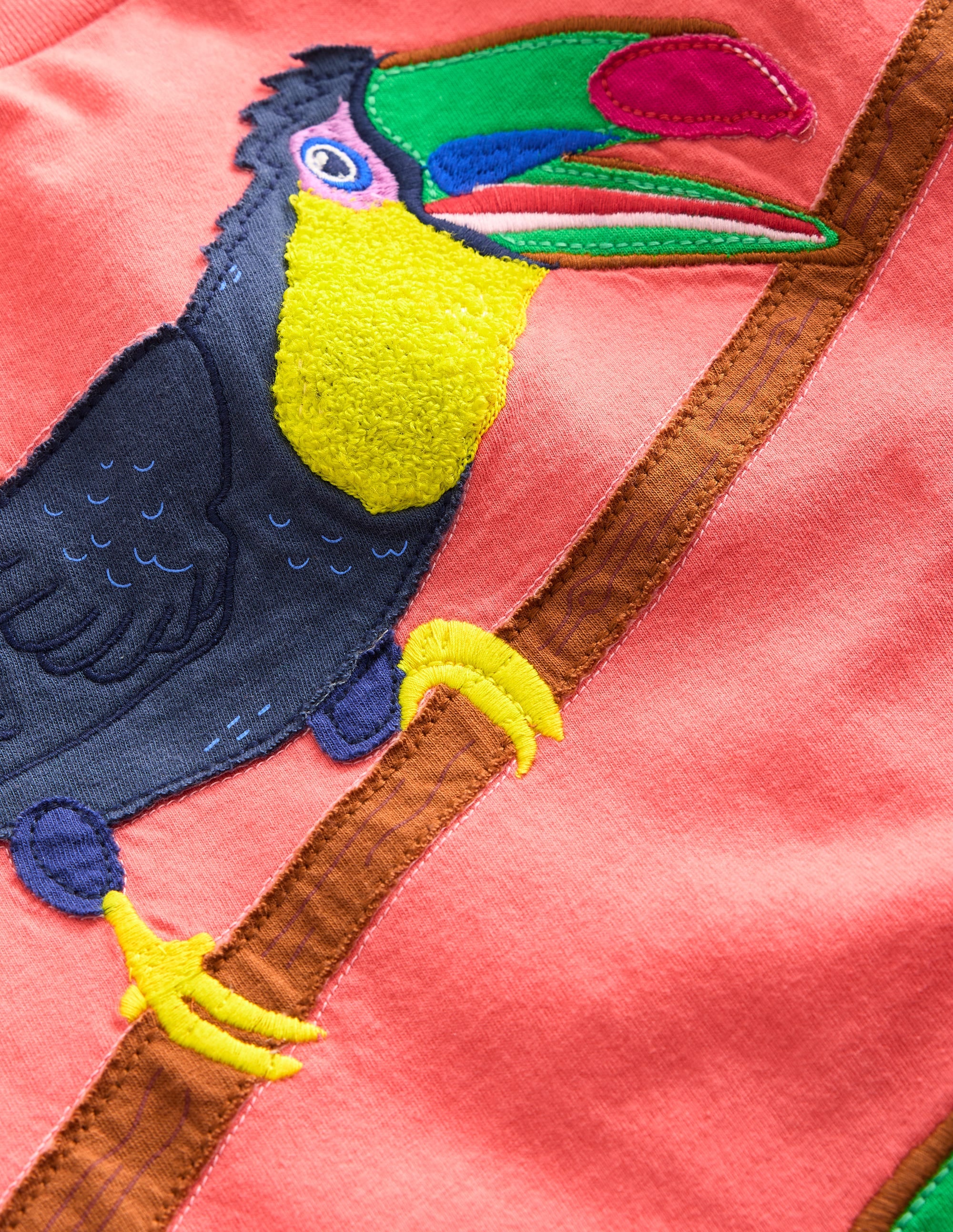T-Shirt mit großen Tierapplikationen-Korallenrosa Tukane - Image 3