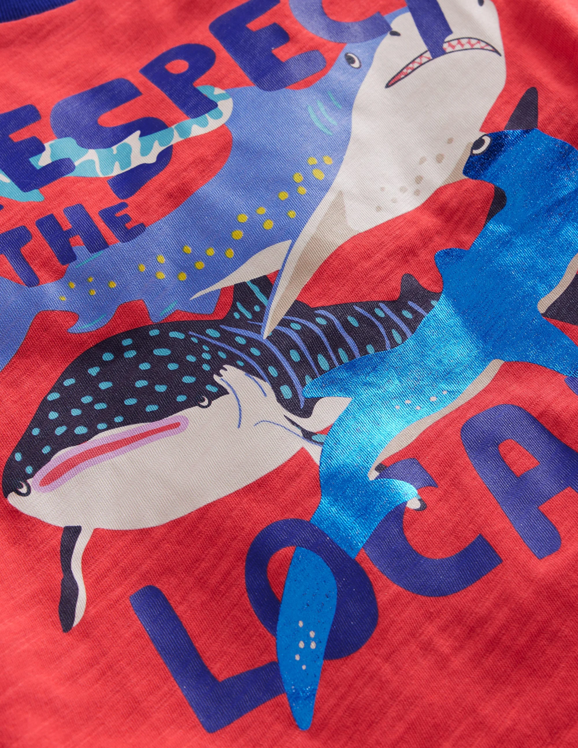 T-Shirt mit Hai-Druck-Marmeldenrot Haie - Image 3