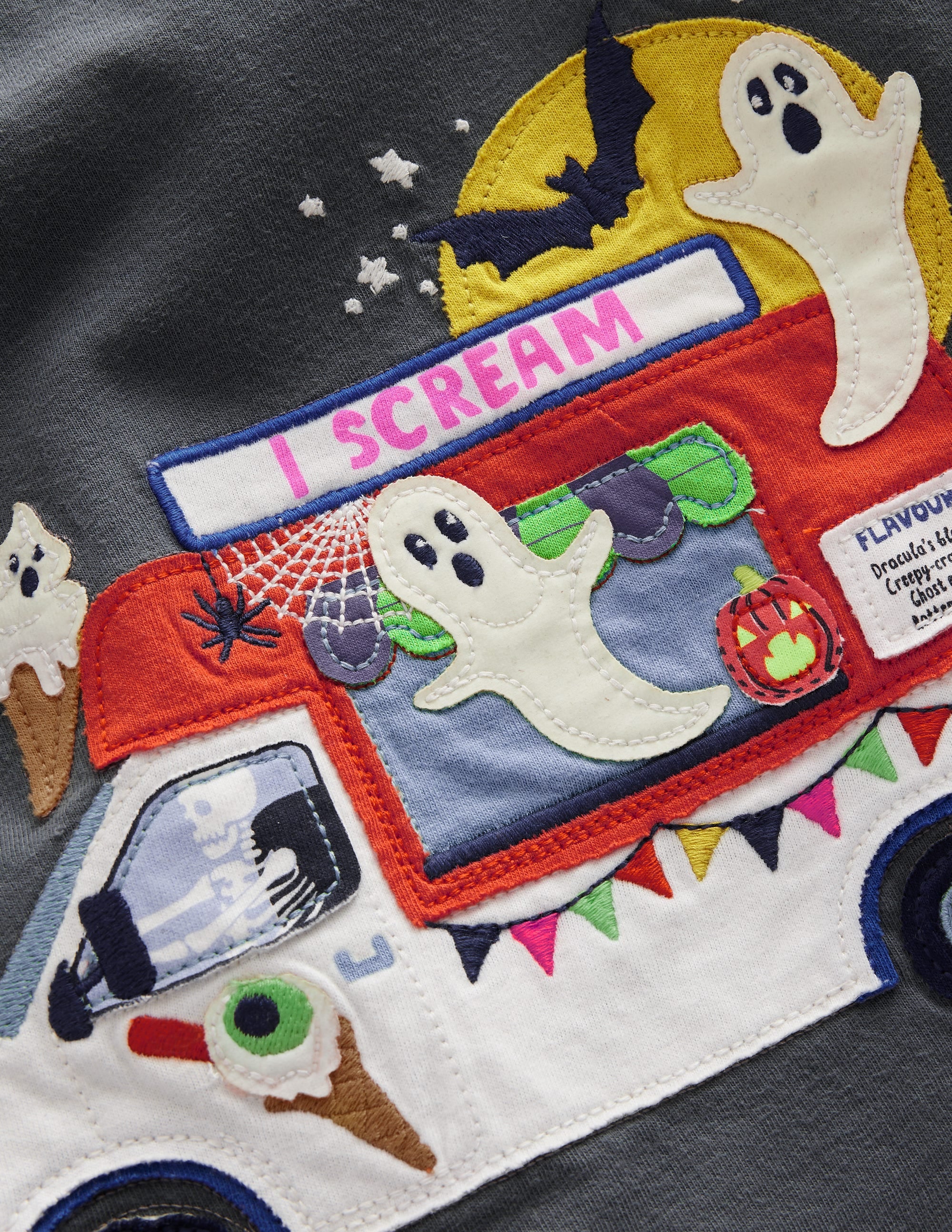 T-Shirt mit Halloween-Applikation-Rauchgrau Eiswagen - Image 3