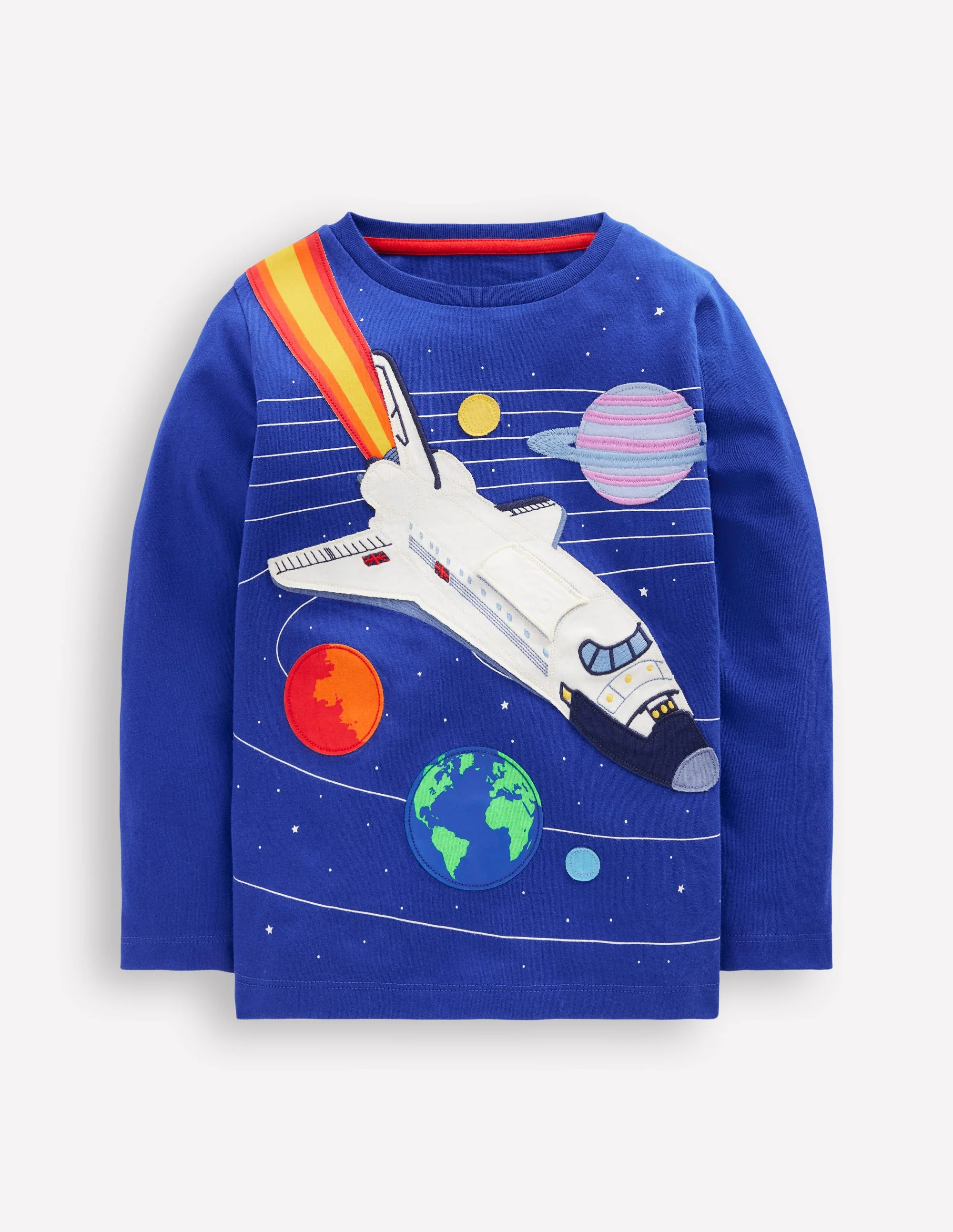T-Shirt mit Klappe-Leuchtendes Blau Rakete