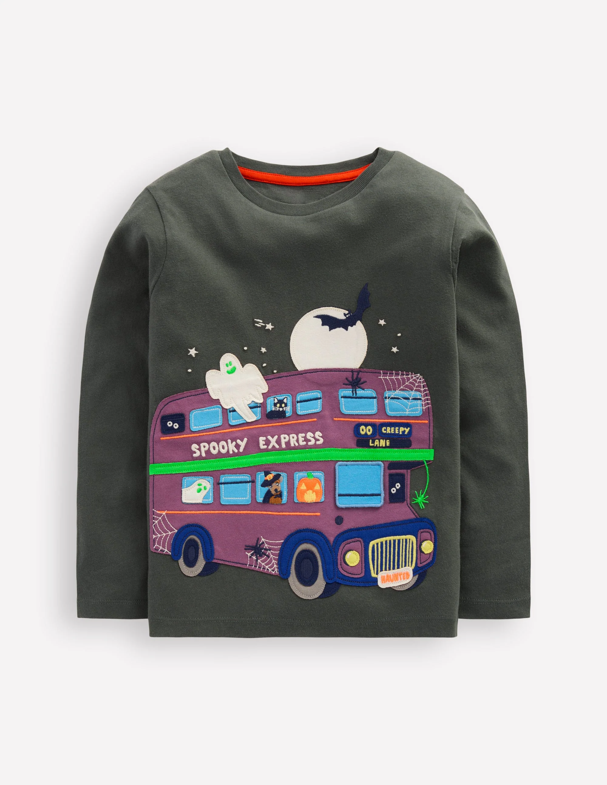 T-Shirt mit Klappe-Rauchgrau Halloween-Bus