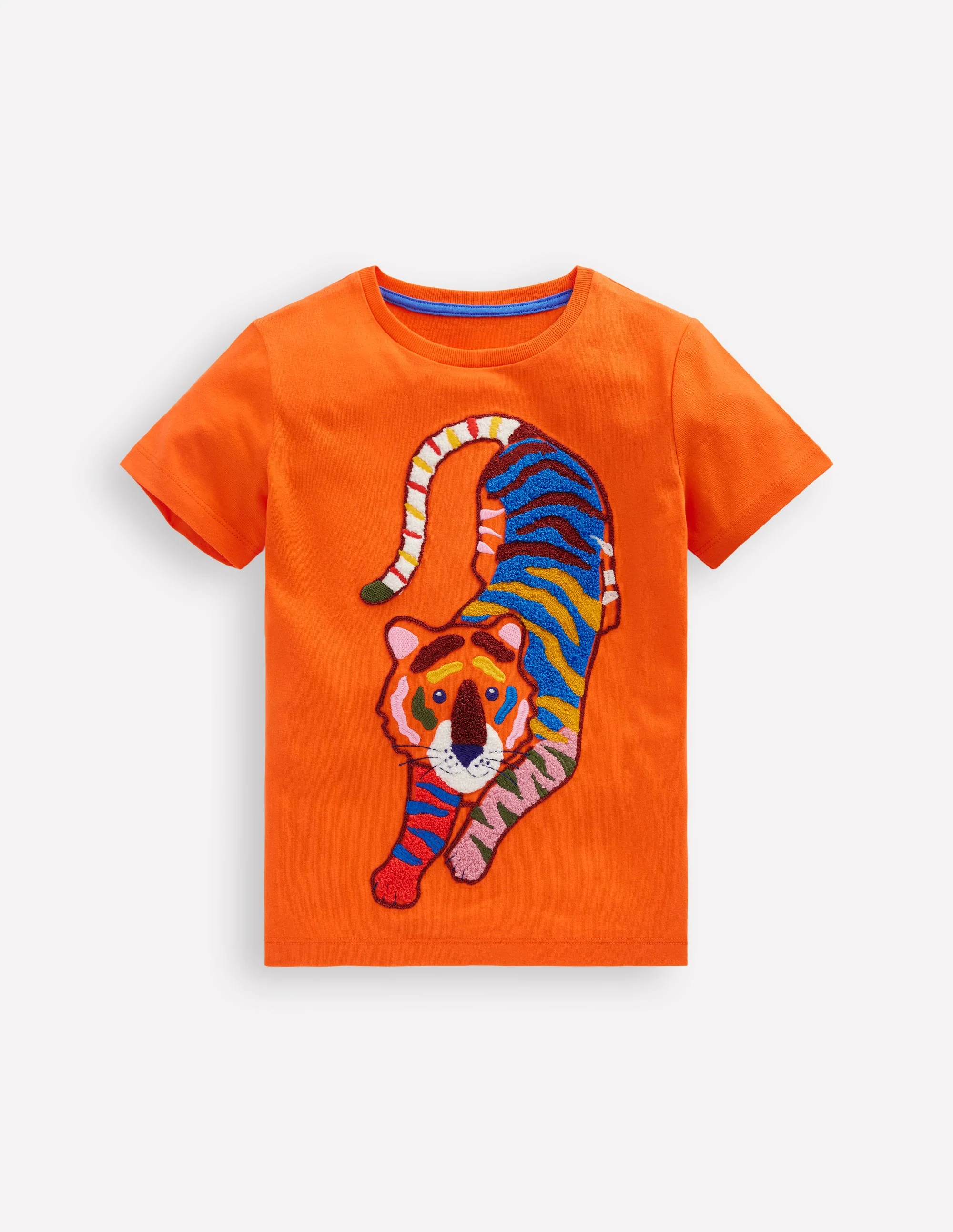 T-Shirt mit Kreuzstich-Korallenrot Tiger - Image 4