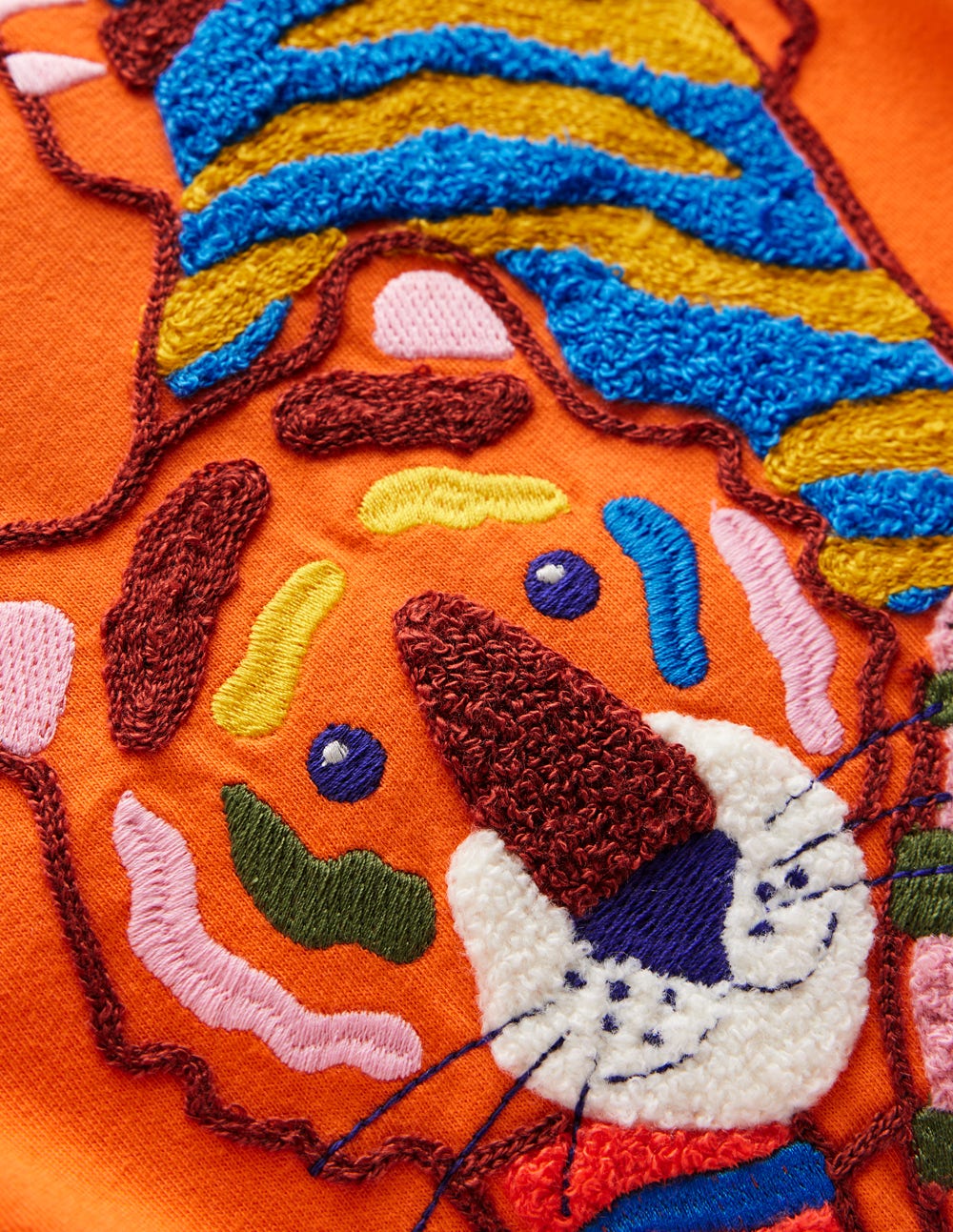 T-Shirt mit Kreuzstich-Korallenrot Tiger - Image 6