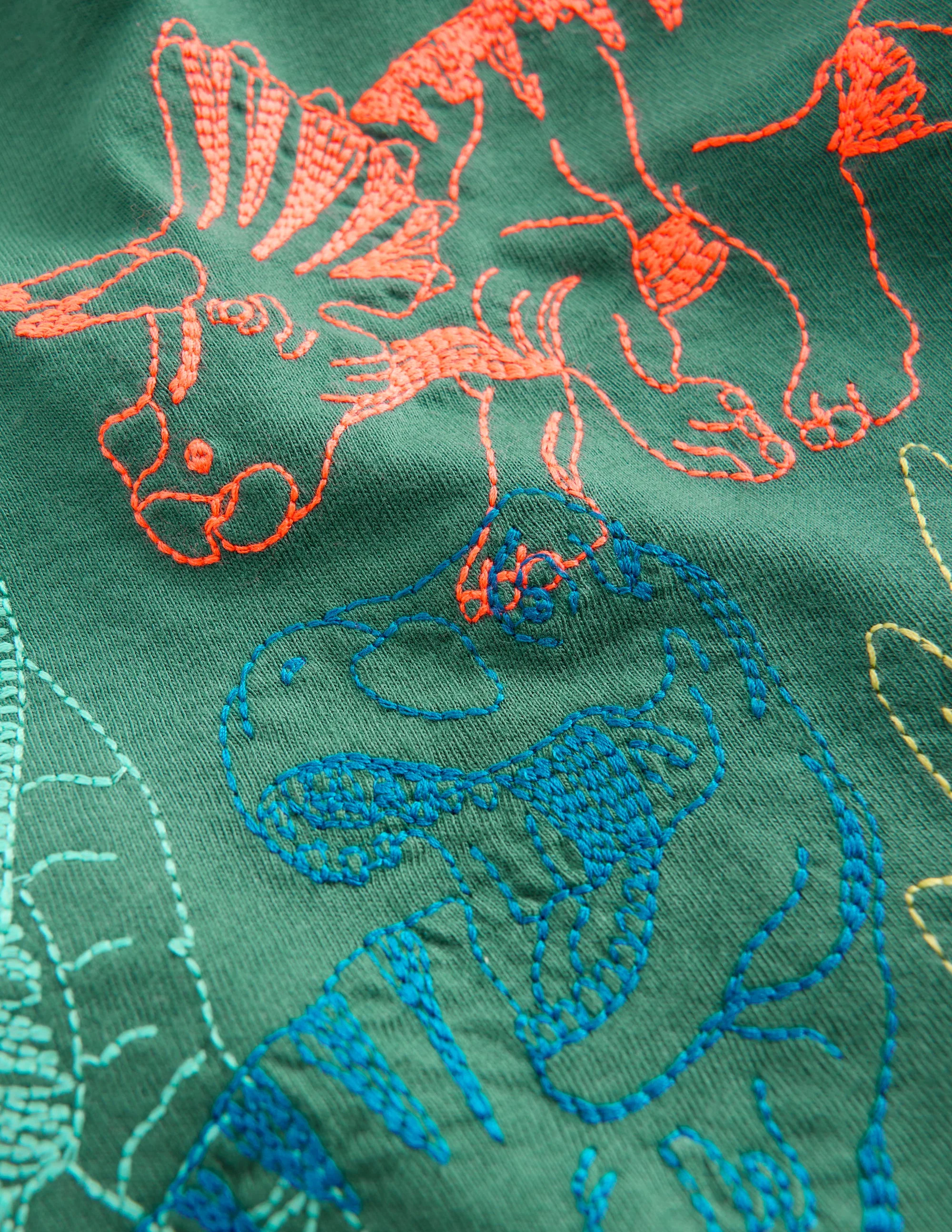 T-Shirt mit Linienstich-Fichtengrün Dinos - Image 3