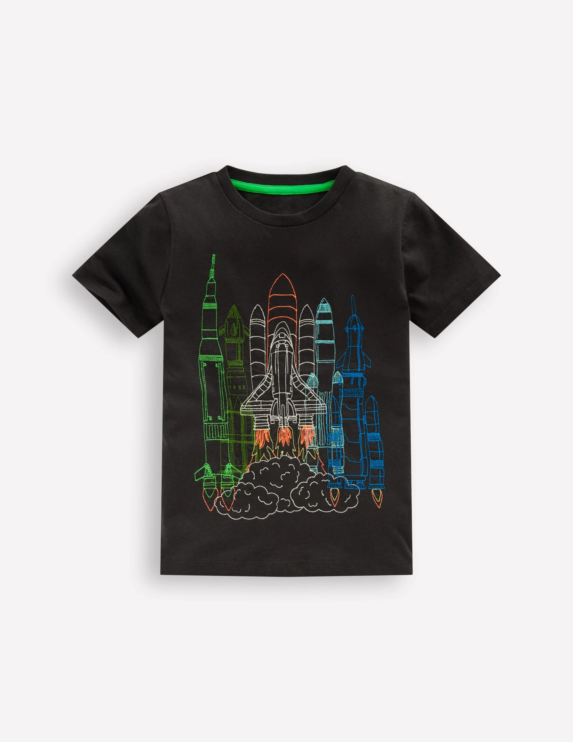 T-Shirt mit Linienstich-Schattengrau Rakete