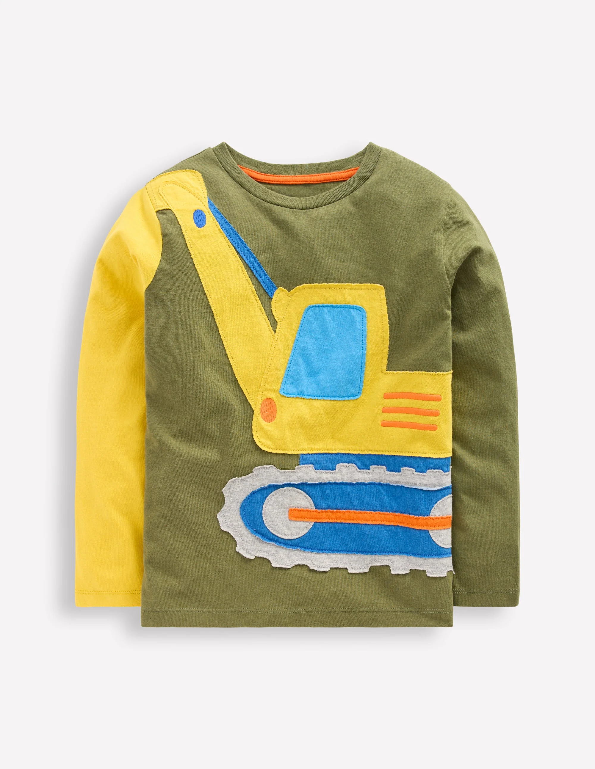 T-Shirt mit lustiger Applikation-Fröhliches Grün Bagger