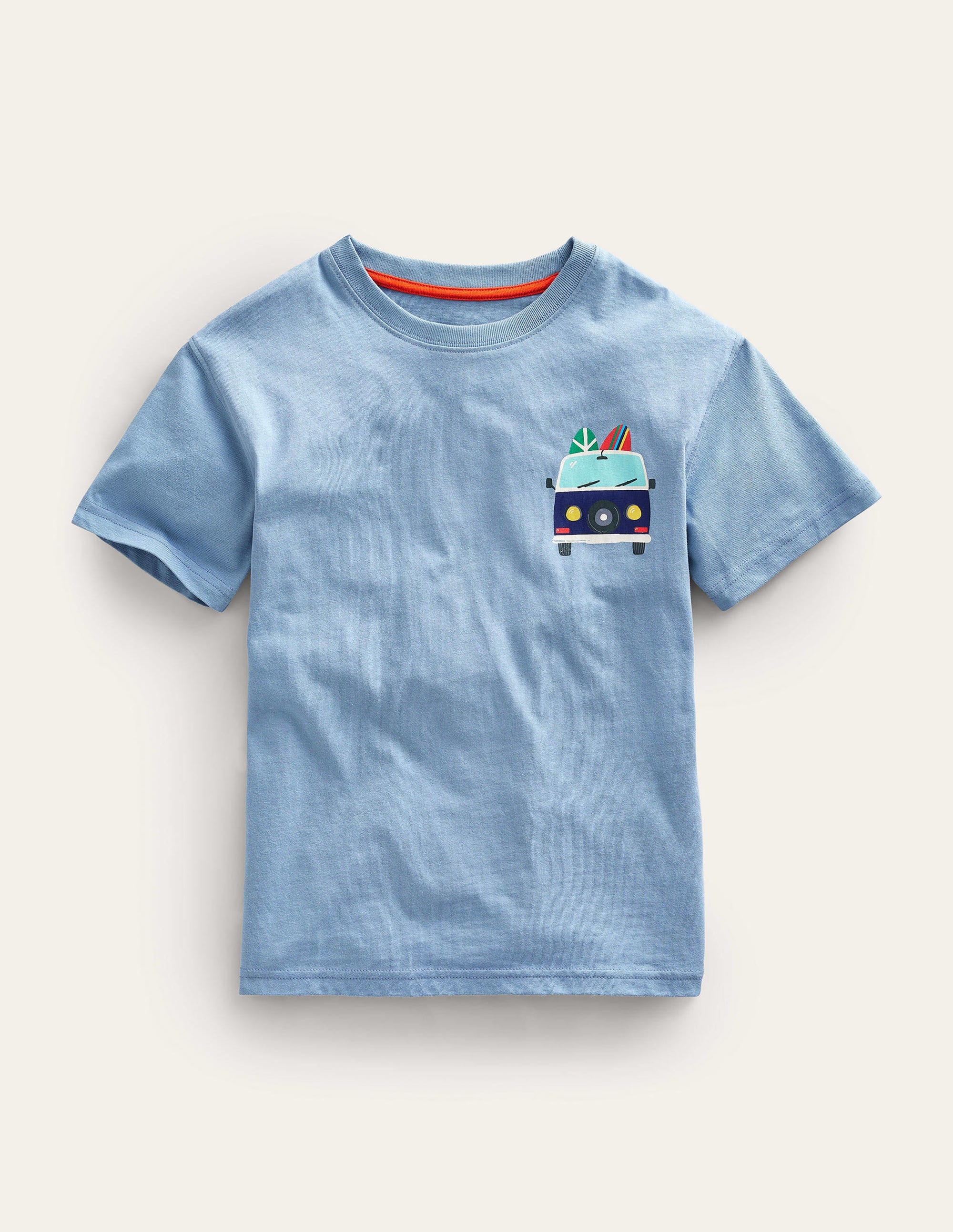 T-Shirt mit Motiv vorn und hinten-Graublau