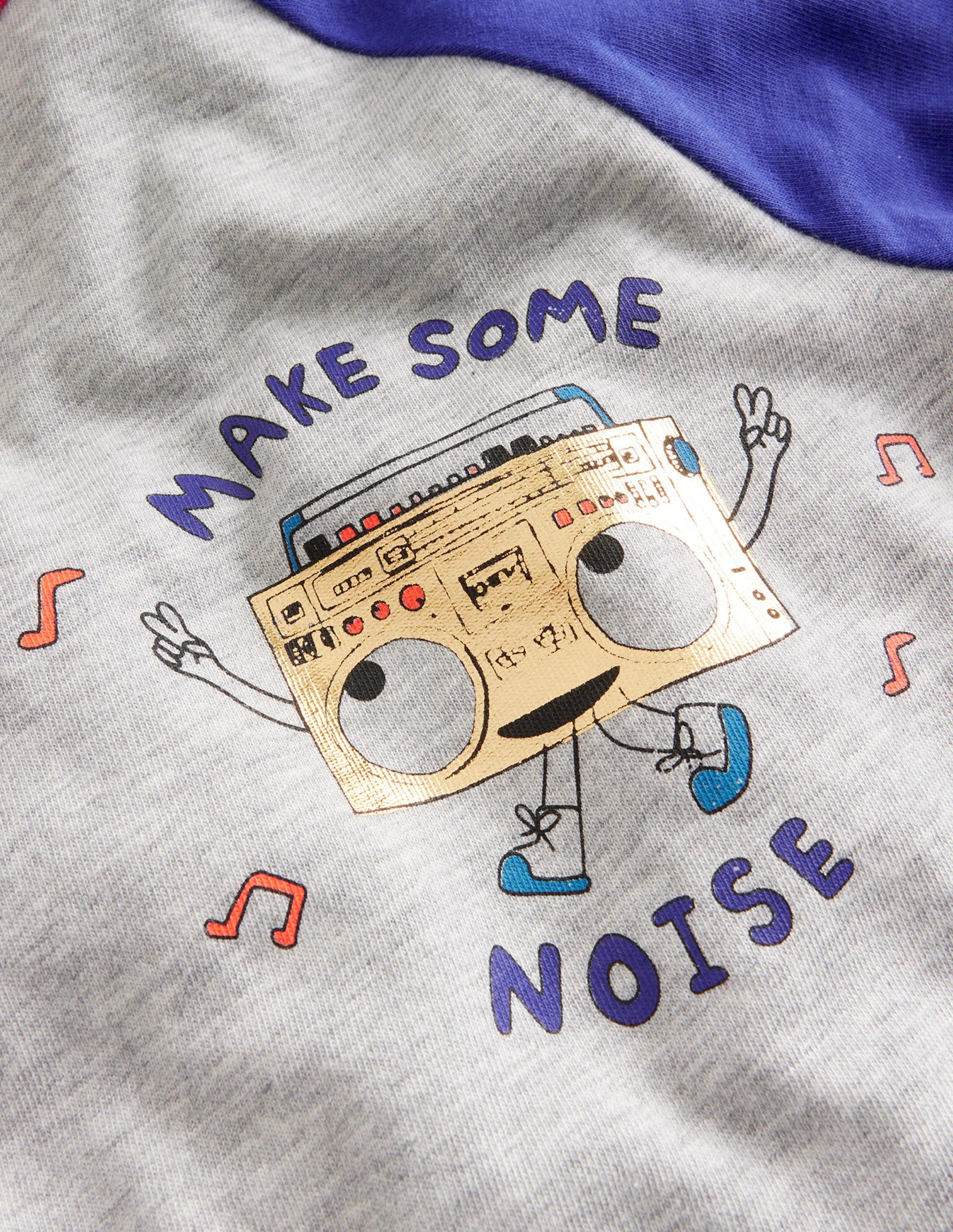 T-Shirt mit Musik-Druck-Haferbeige Meliert - Image 3