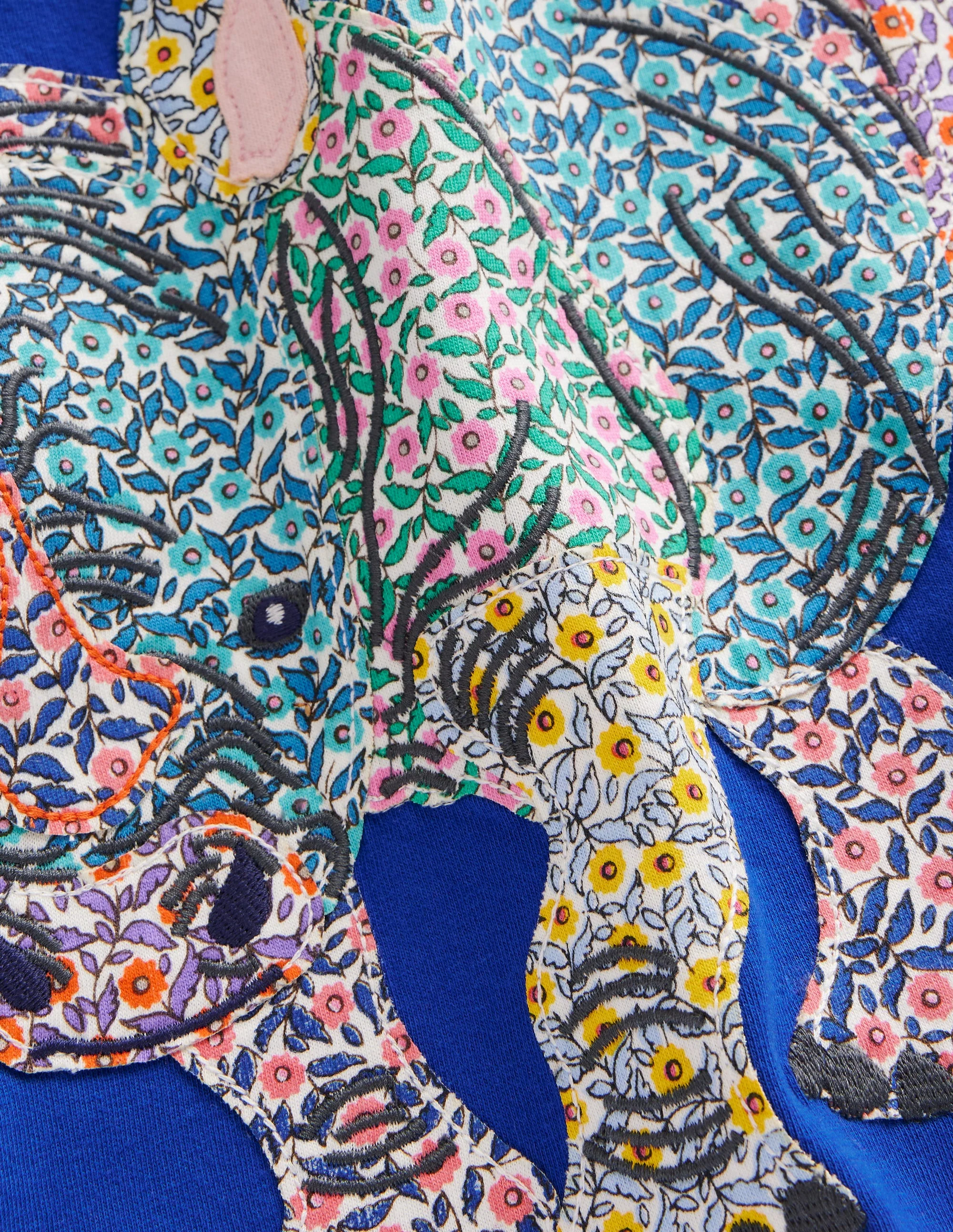 T-Shirt mit Nashorn-Applikation-Pfauenfeder Blau - Image 3
