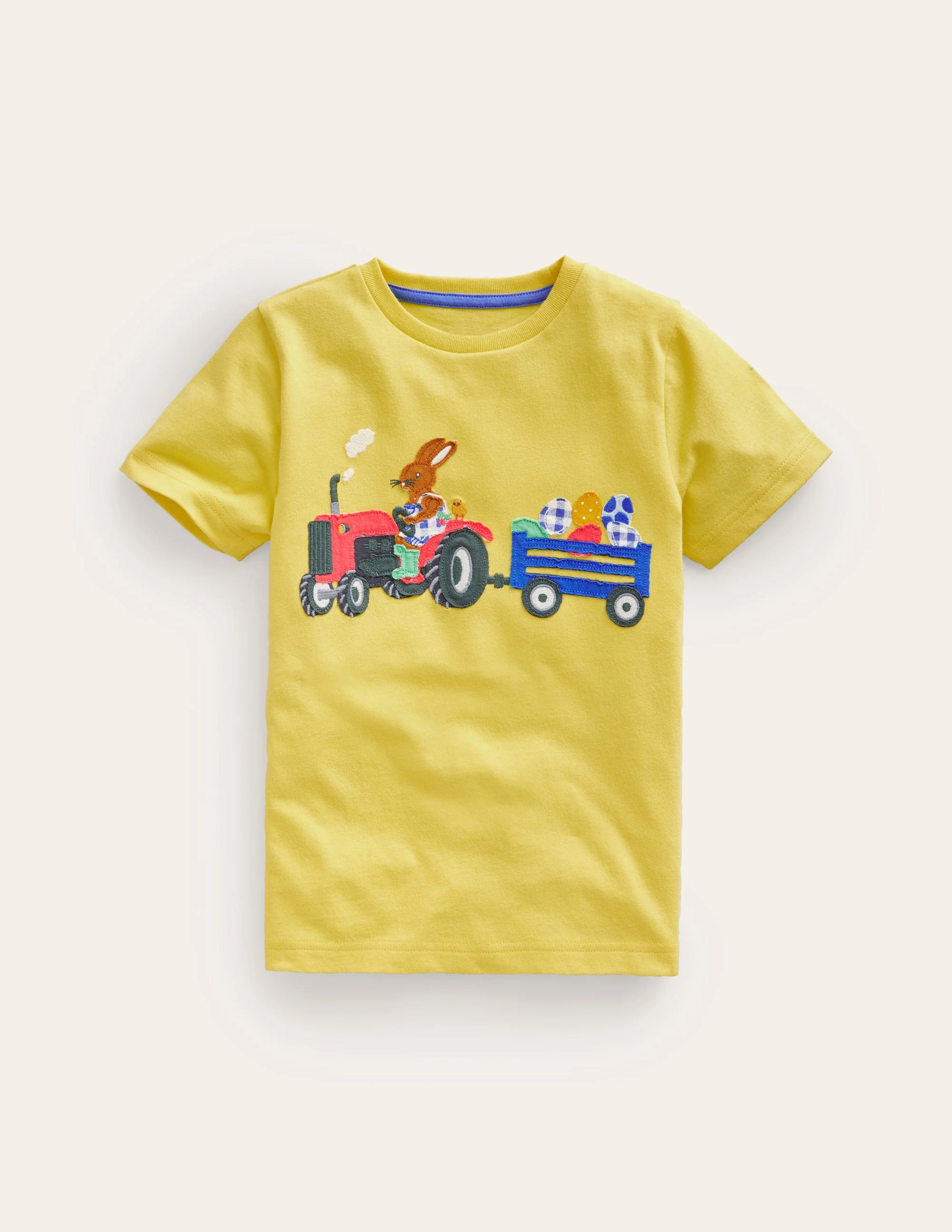 T-Shirt mit Oster-Applikation-Würziges Gelb Traktor