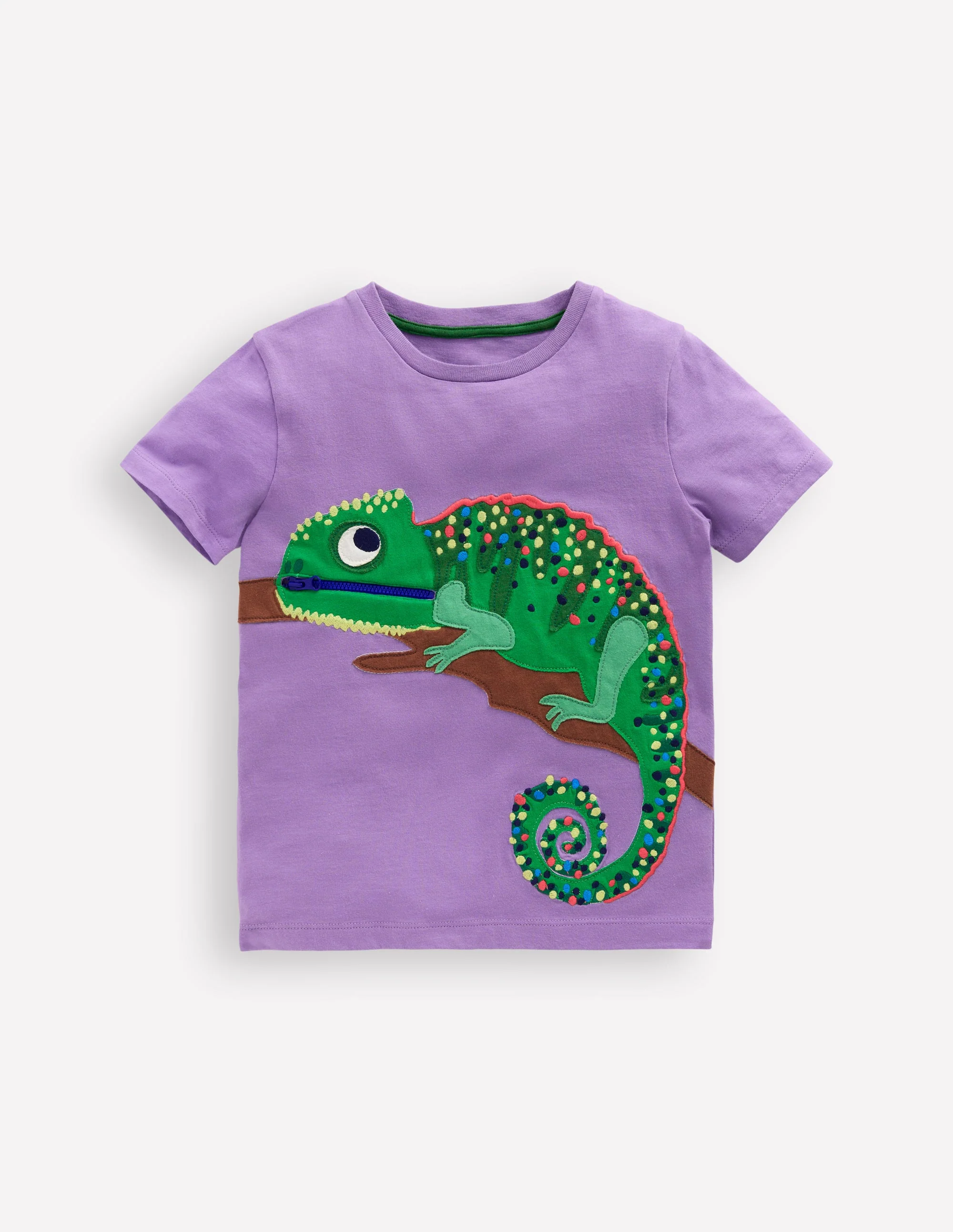 T-Shirt mit Reißverschlussapplikation-Aster-Violett Chamäleon