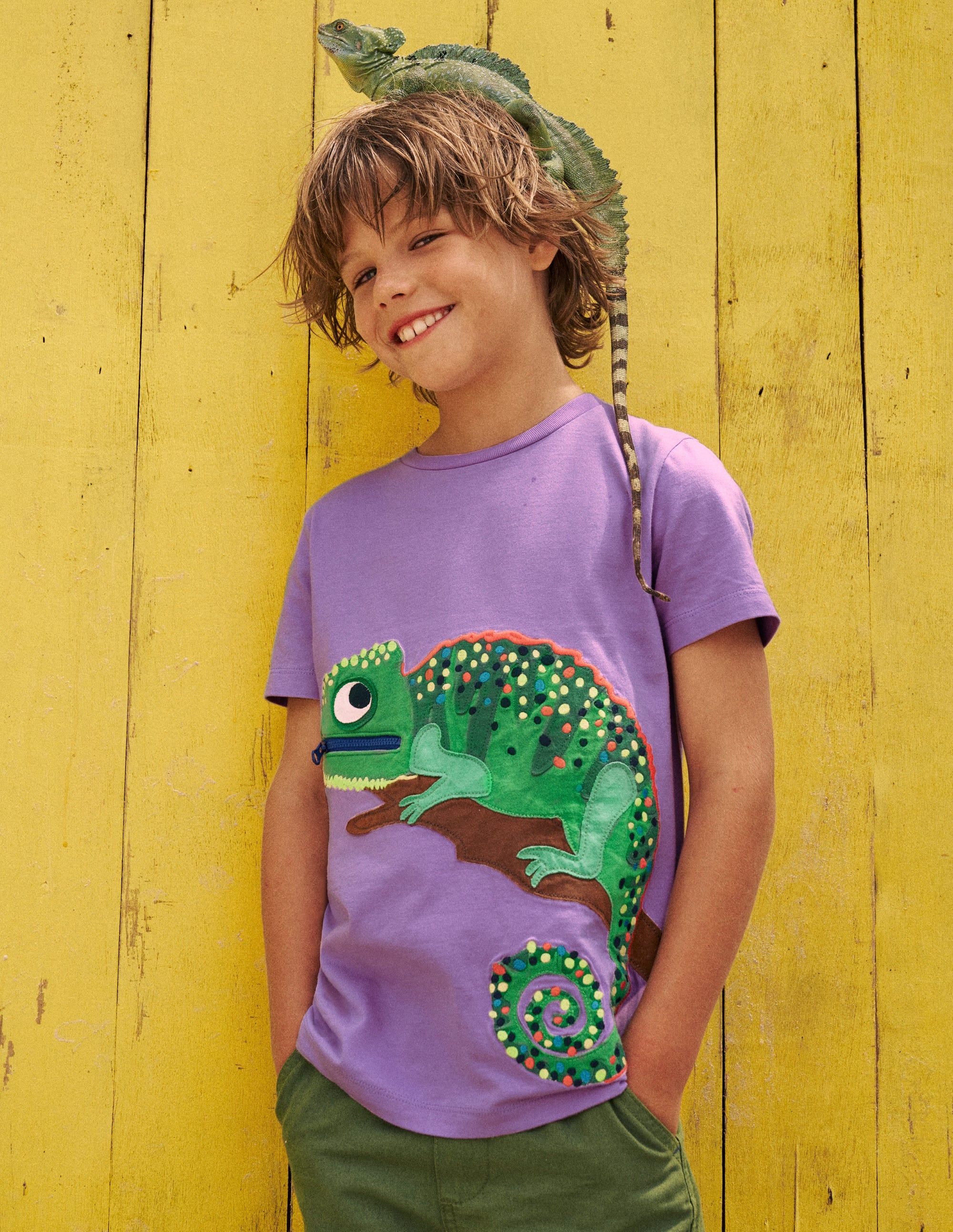 T-Shirt mit Reißverschlussapplikation-Aster-Violett Chamäleon - Image 4