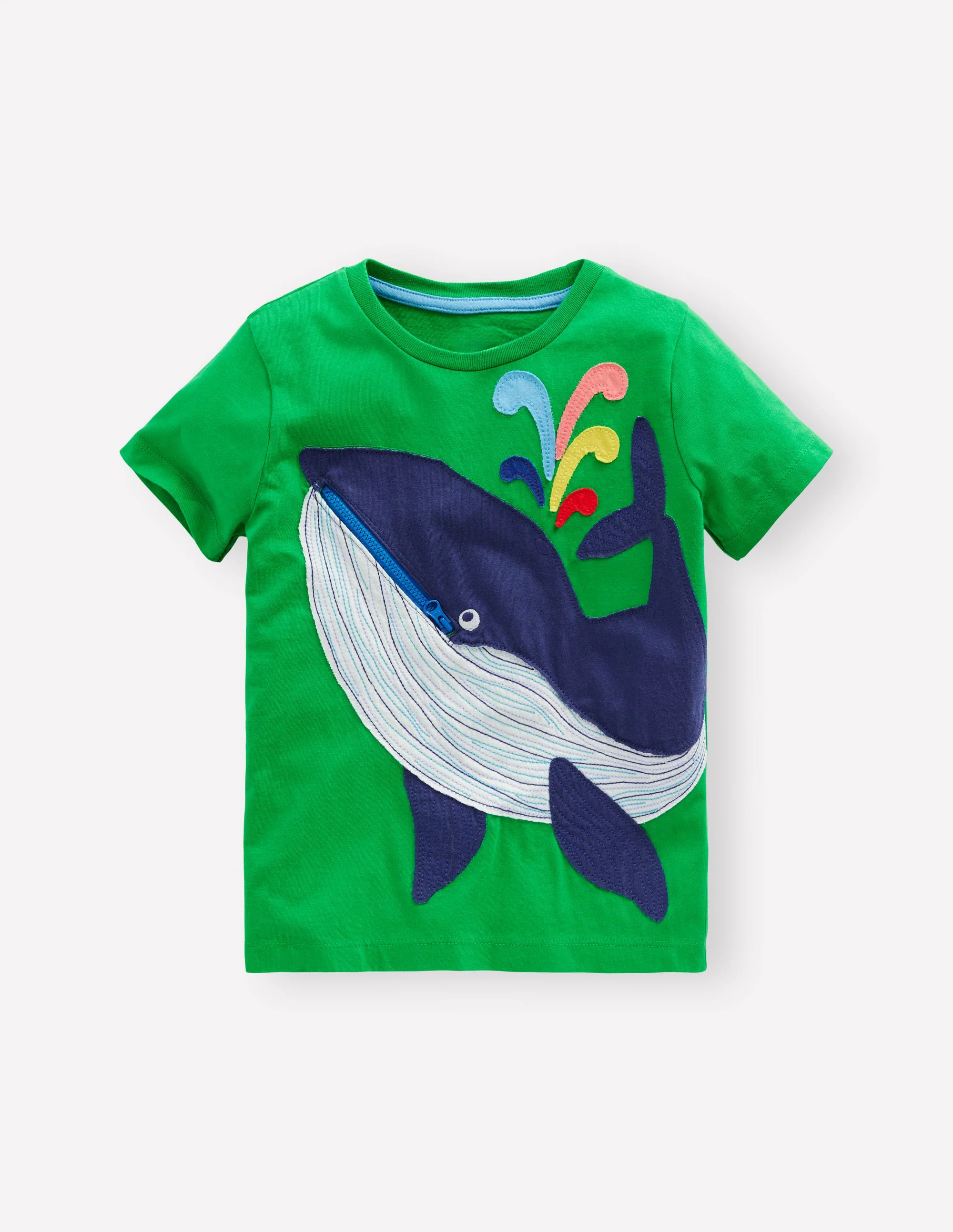 T-Shirt mit Reißverschlussapplikation-Blassgrün Wal