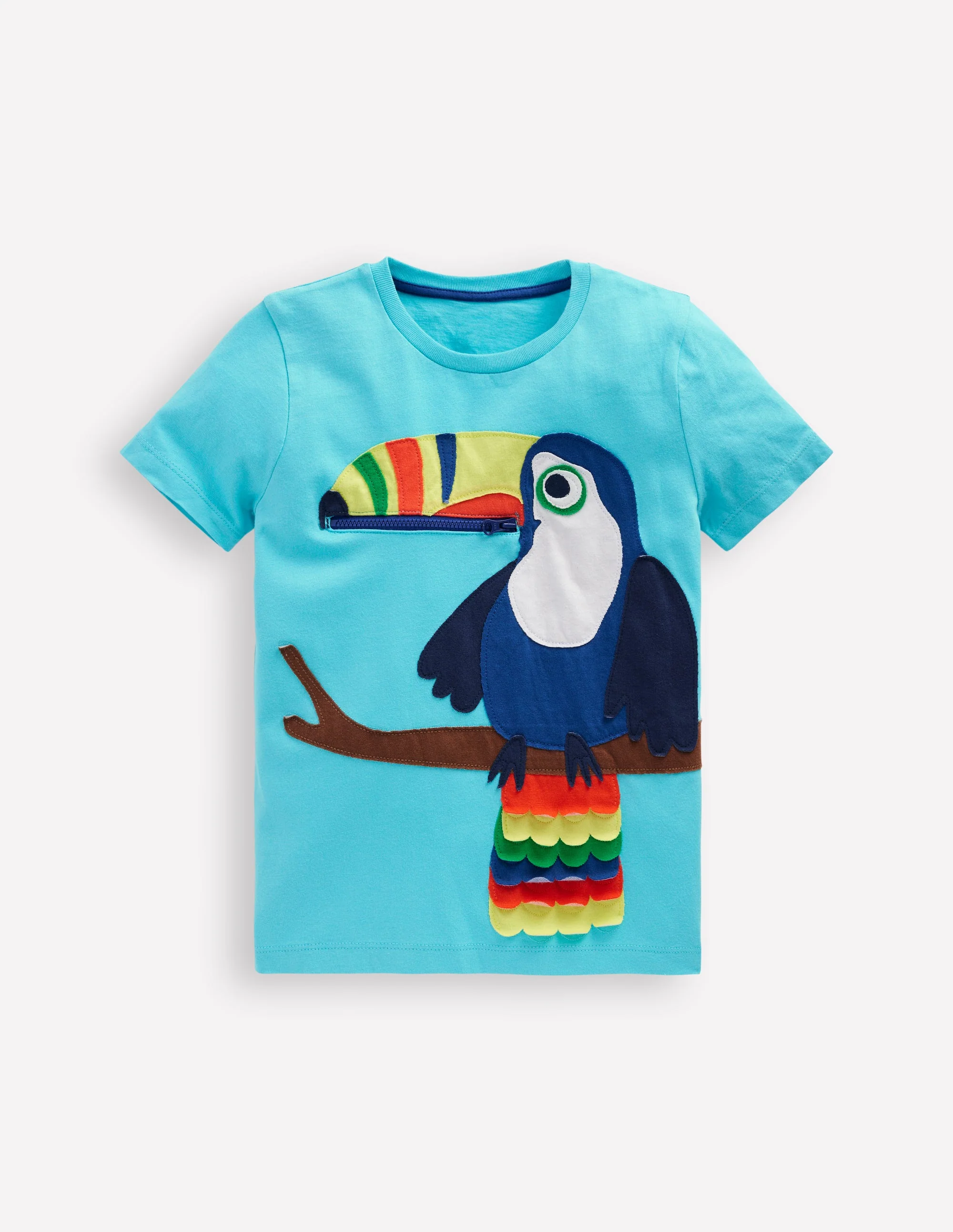 T-Shirt mit Reißverschlussapplikation-Strand von Barbados Tukan