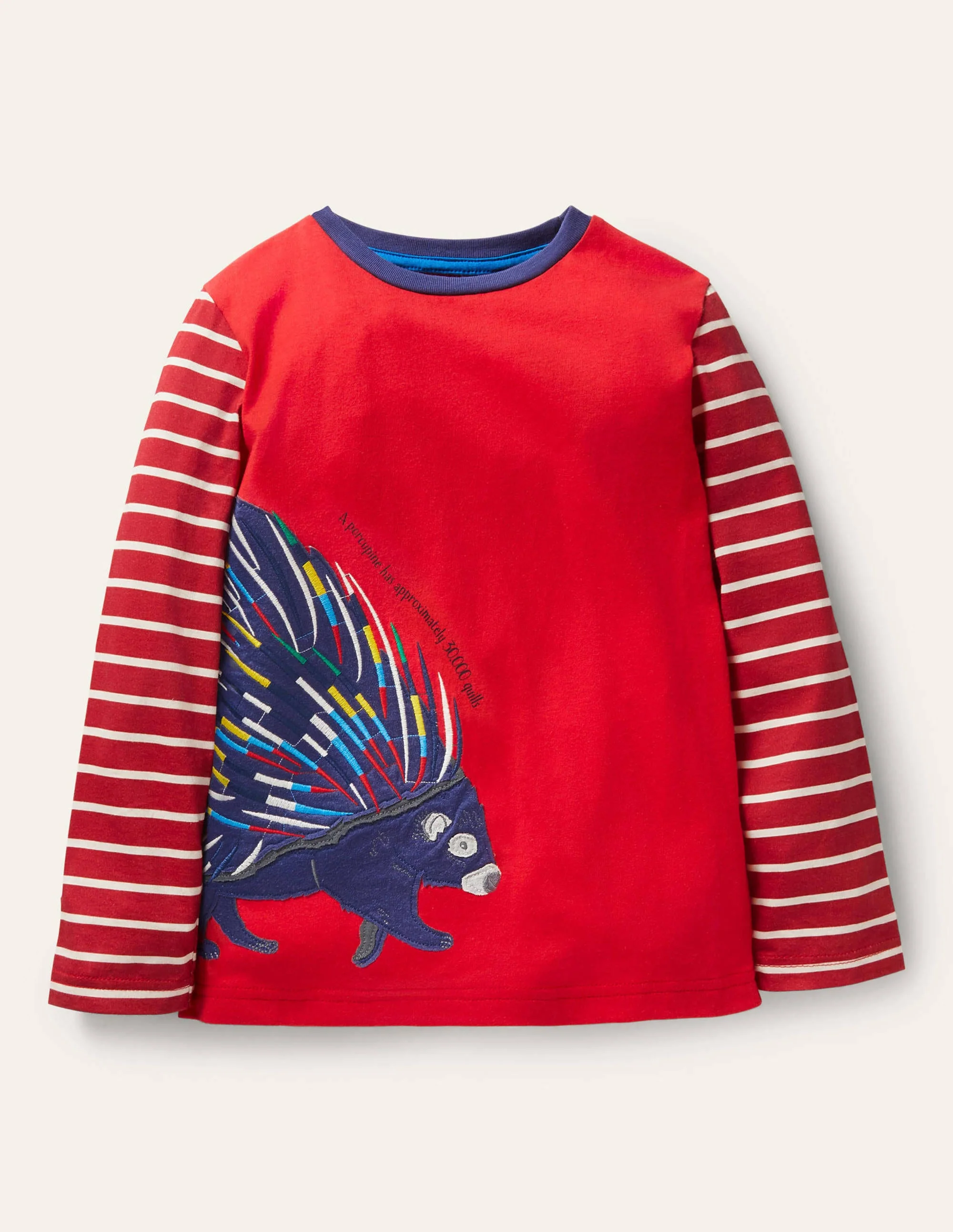 T-Shirt mit Rundum-Applikation-Rockabilly-Rot, Stachelschwein